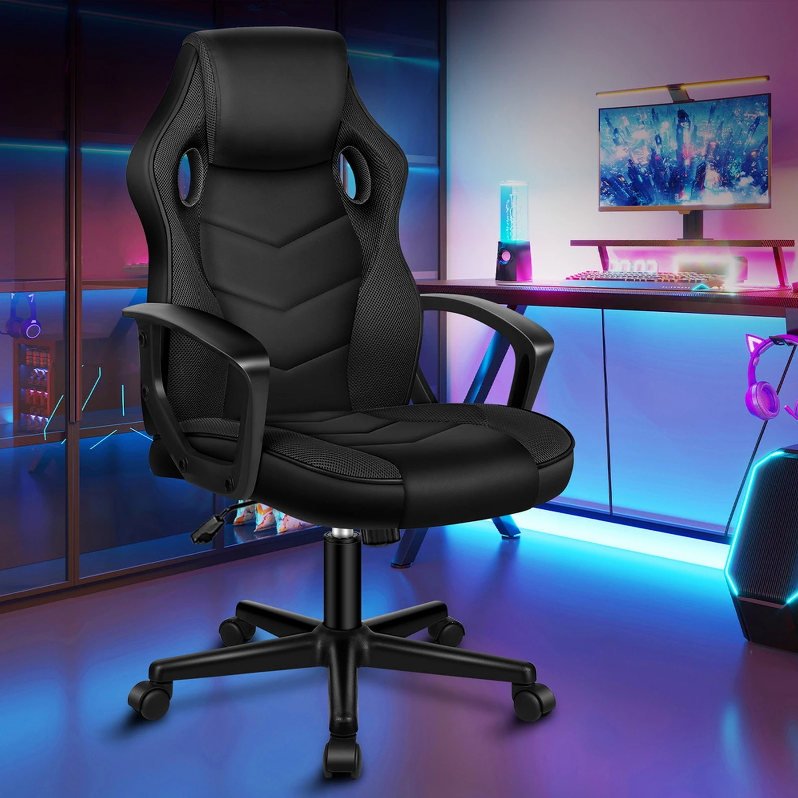 10 Alfordson Gaming Chair Racing Office Executive Computer Seat Work - Black, 10 of 10