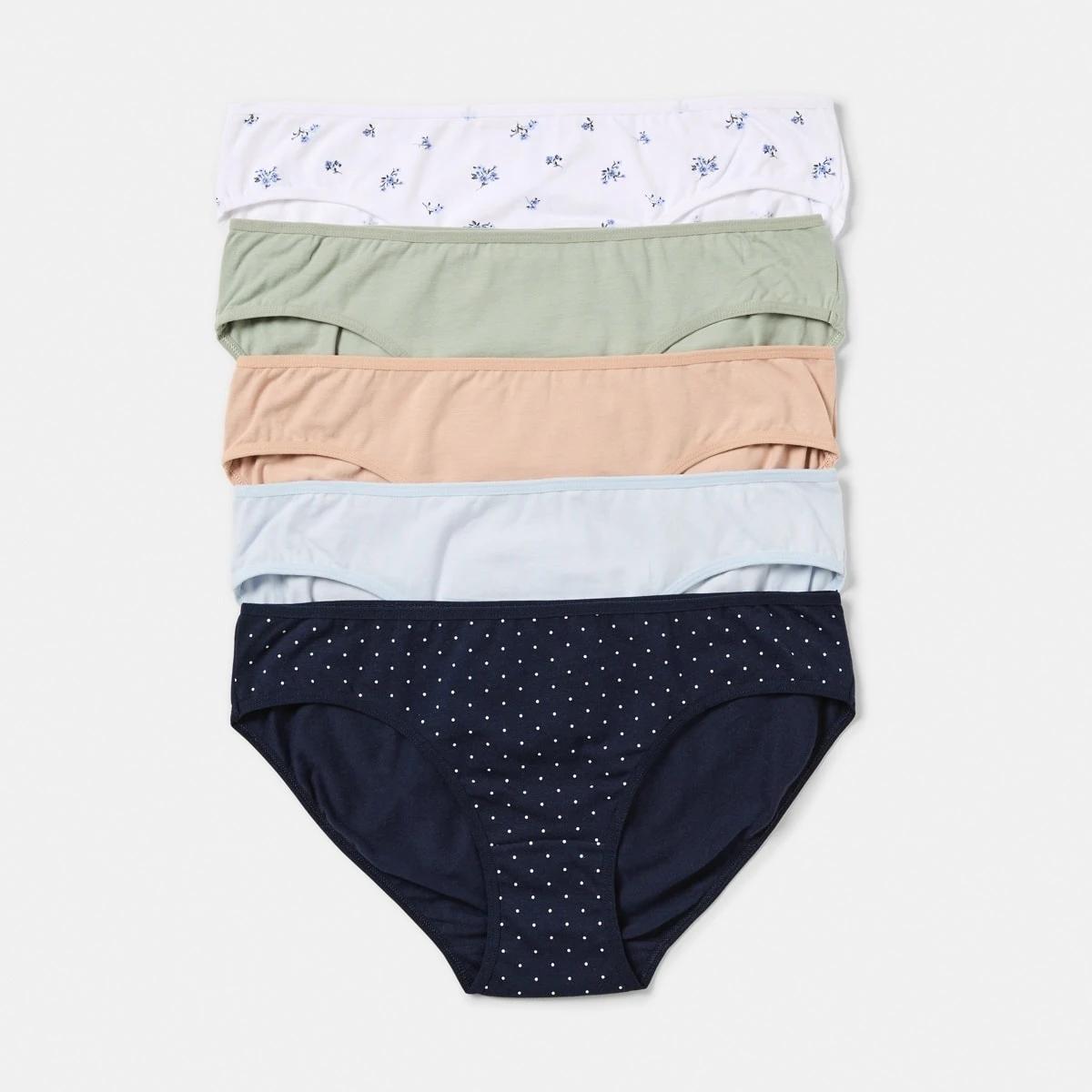1 5 Pack Cotton Stretch Bikini Briefs NAVY SPOT, 1 of 10