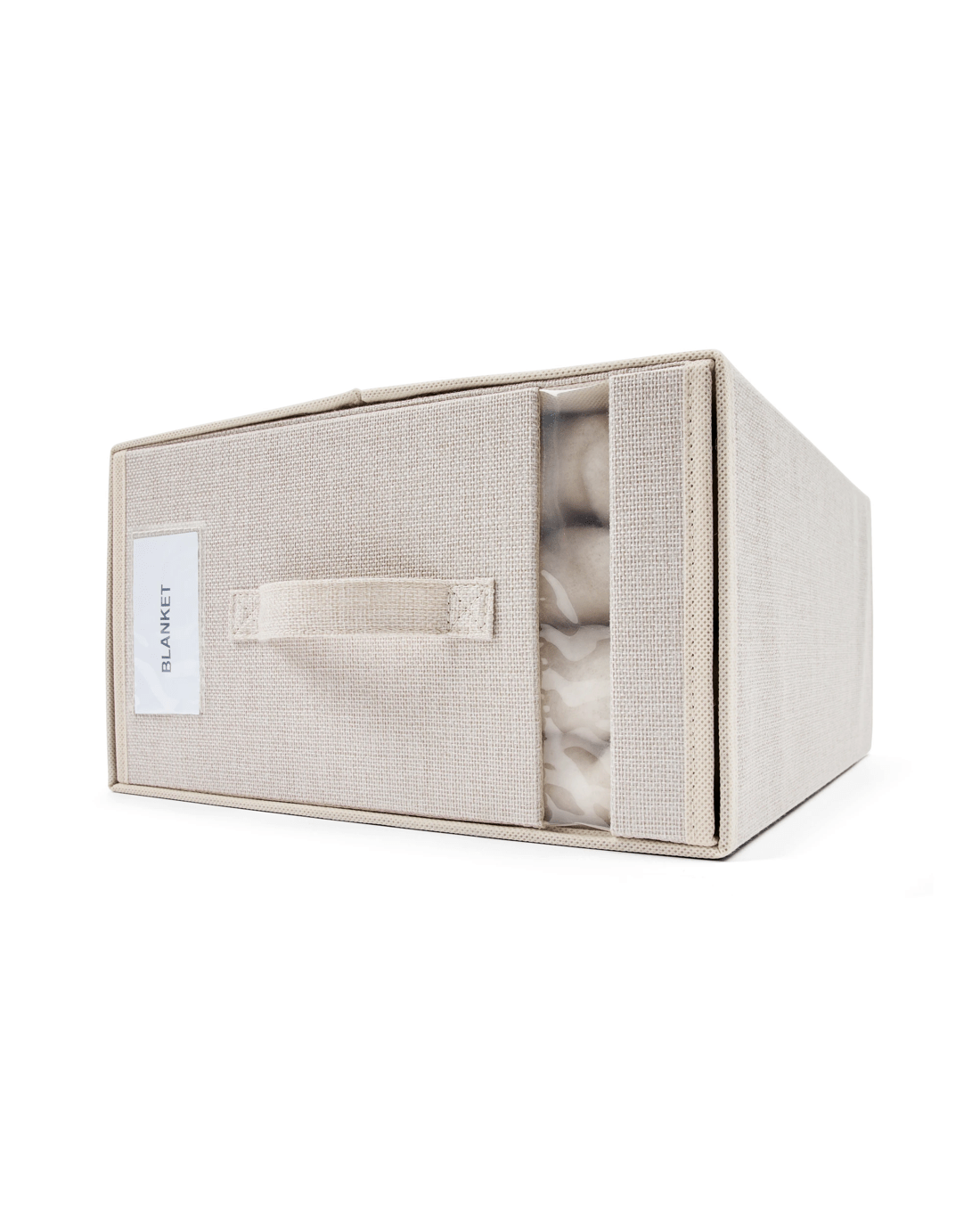 6 Linen Look Large Bed Linen Box - Beige, 6 of 10