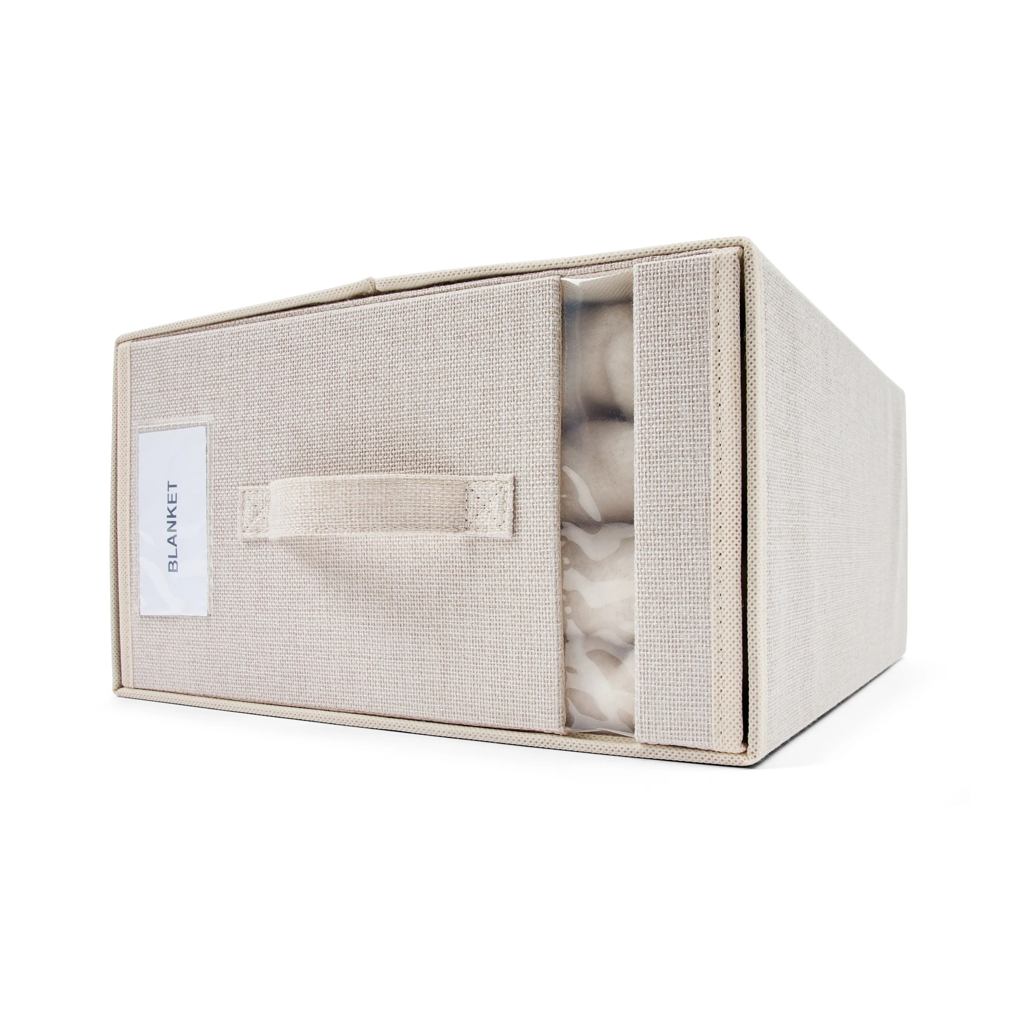6 Linen Look Large Bed Linen Box - Beige, 6 of 10
