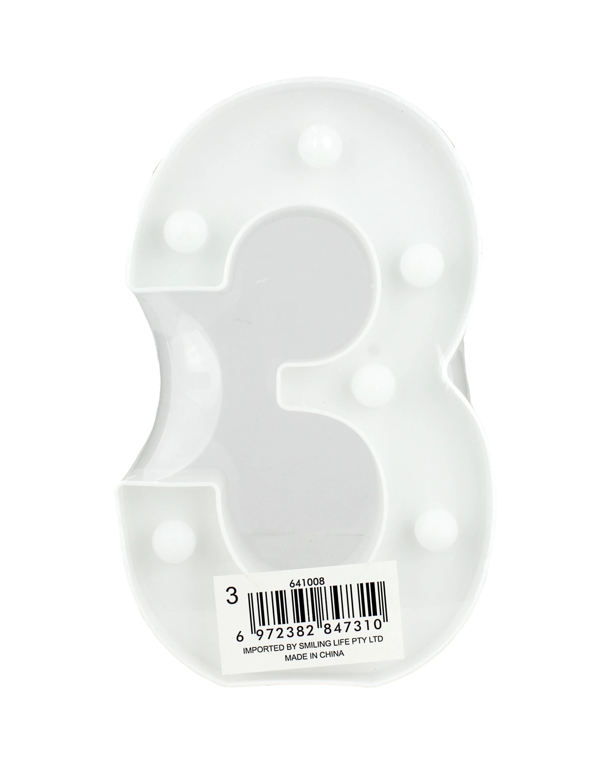 2 Partyrama LED Light Up Number 3 White, 2 of 3