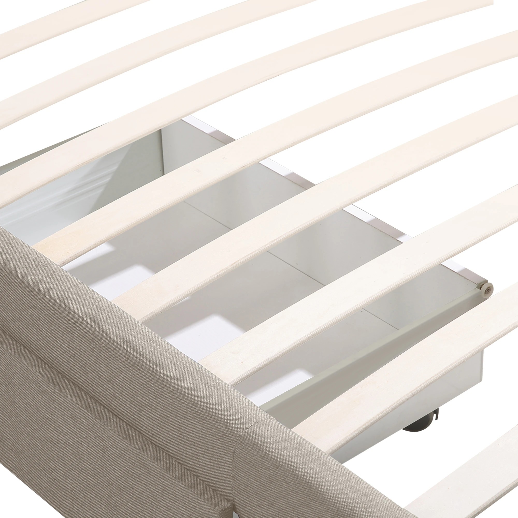 6 Levede Single Storage Bed Frame - Beige, 6 of 9