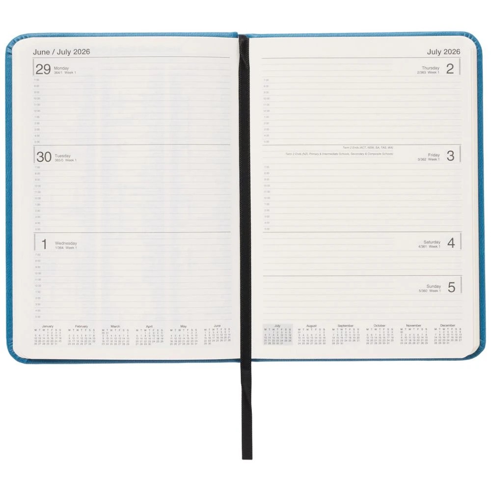 6 J.Burrows A6 Week to View PU FY26/27 Diary Blue, 6 of 6