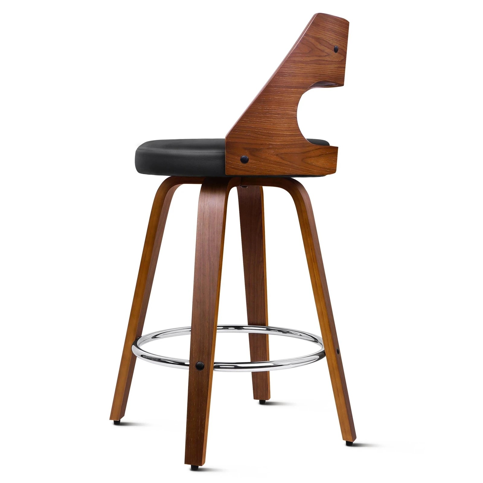 3 Alfordson 2x Swivel Bar Stools Eden Kitchen Wooden Dining Chair - Black, 3 of 10