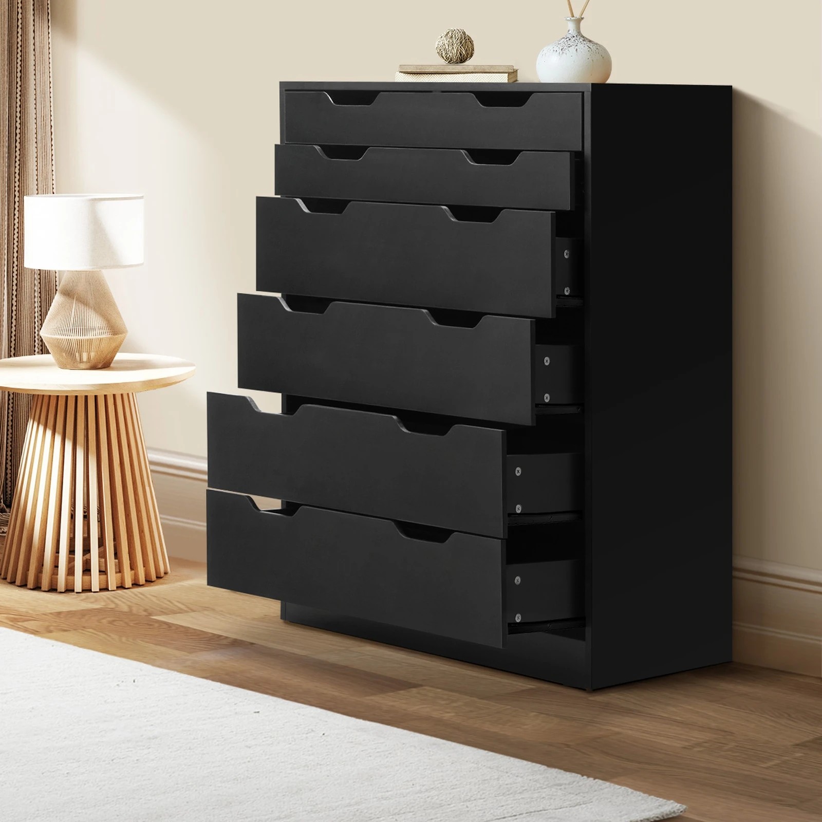 4 Oikiture 6 Chest of Drawers Tallboy Storage Cabinet Dresser - Black, 4 of 9