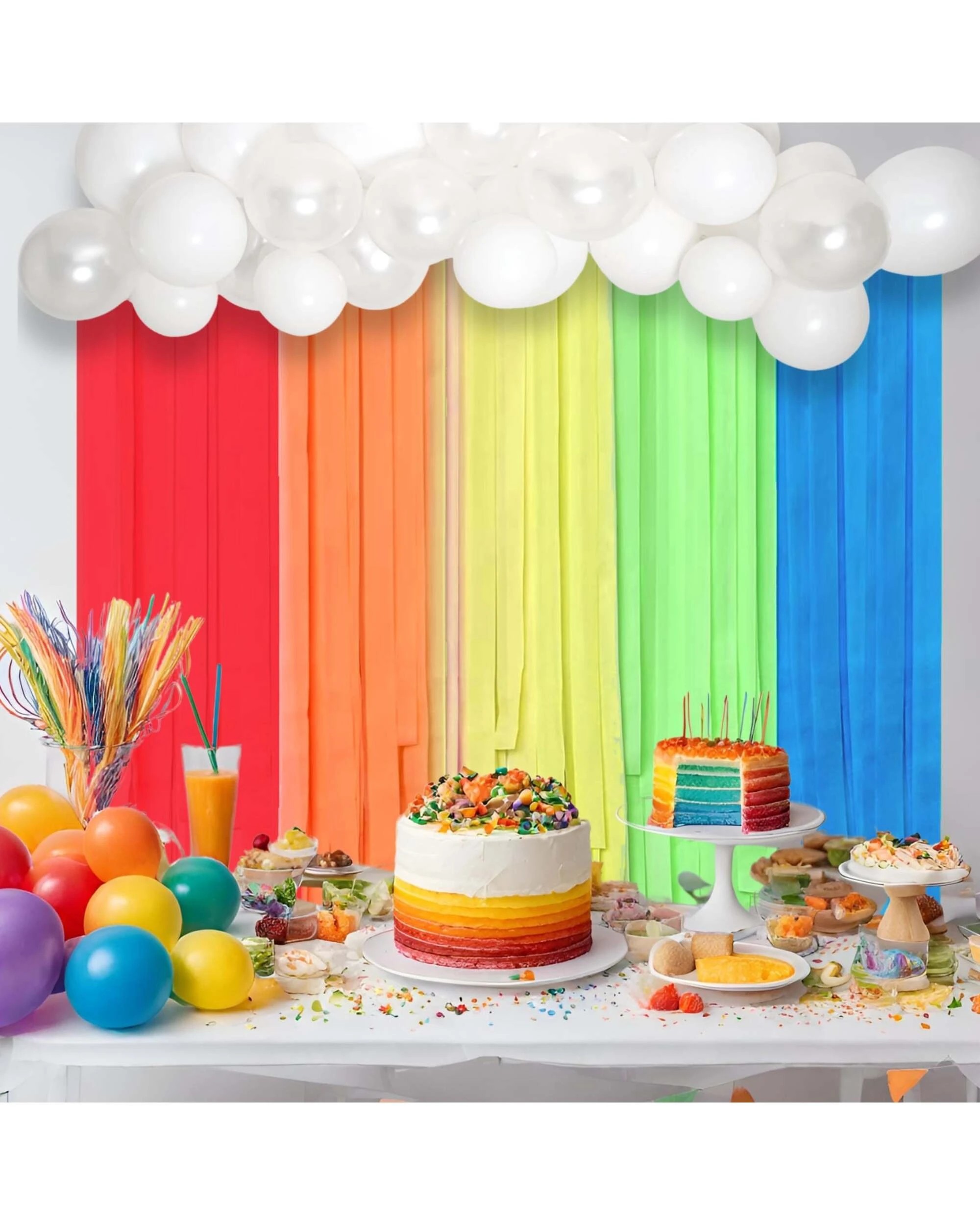 2 Artwrap Rainbow Balloon Backdrop Kit With Streamers - Multi, 2 of 4