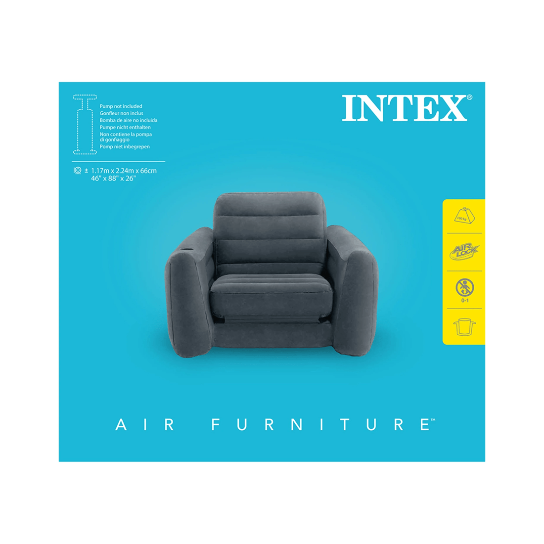5 Intex 2-in-1 Foldable Pull-out Inflatable Chair/twin Air Mattress Bed Charcoal
 - Grey, 5 of 6