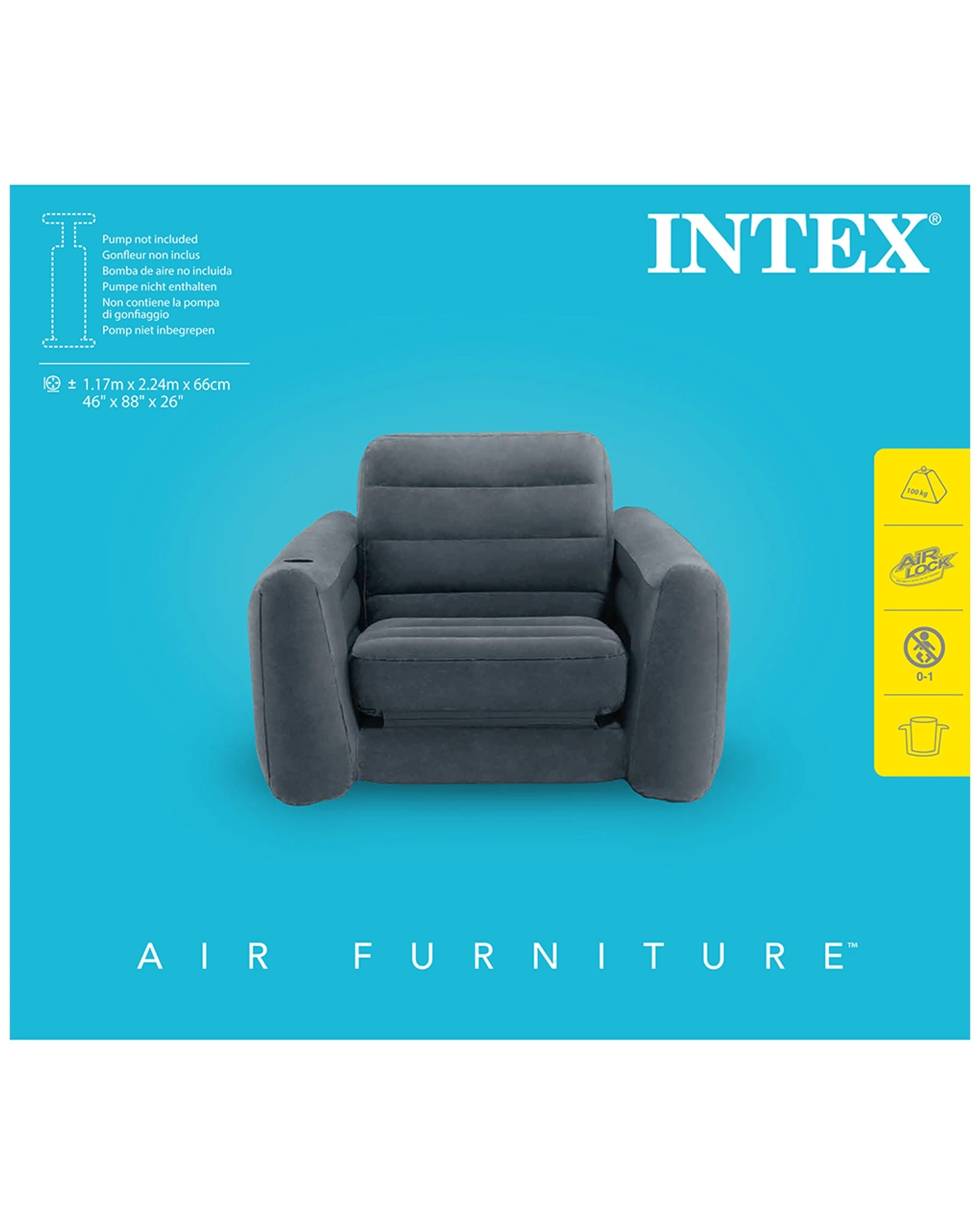 5 Intex 2-in-1 Foldable Pull-out Inflatable Chair/twin Air Mattress Bed Charcoal
 - Grey, 5 of 6