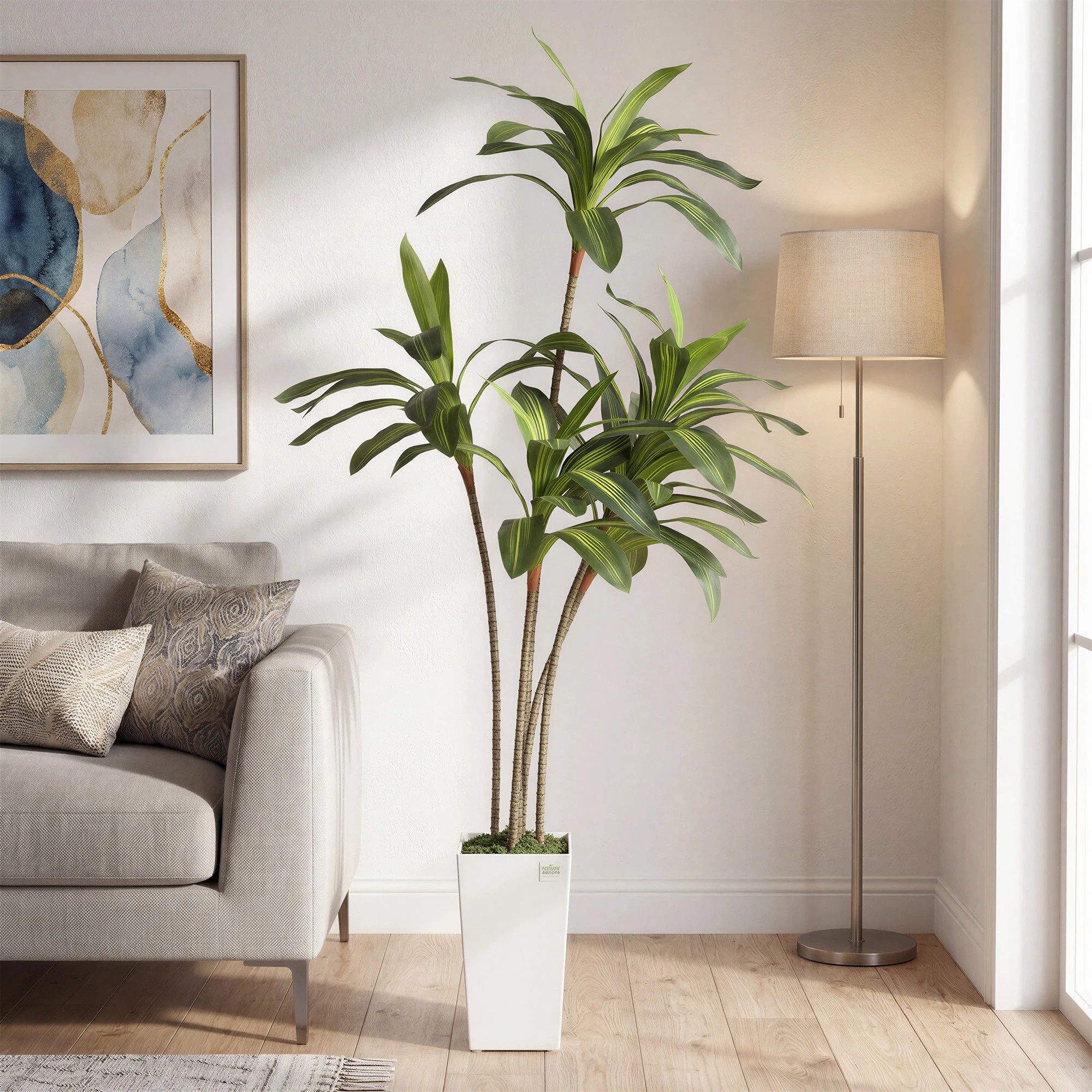 7 Lambu 6Ft Artificial Dracaena Tree With Tall Pot - White, 7 of 9