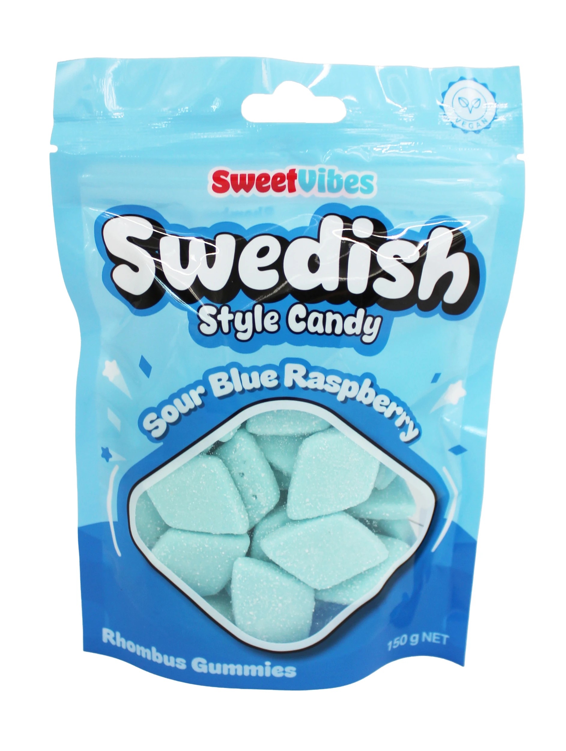 1 Sweet Vibes Swedish Style Candy Rhombus Gummies 150g - Sour Blue Raspberry, 1 of 2