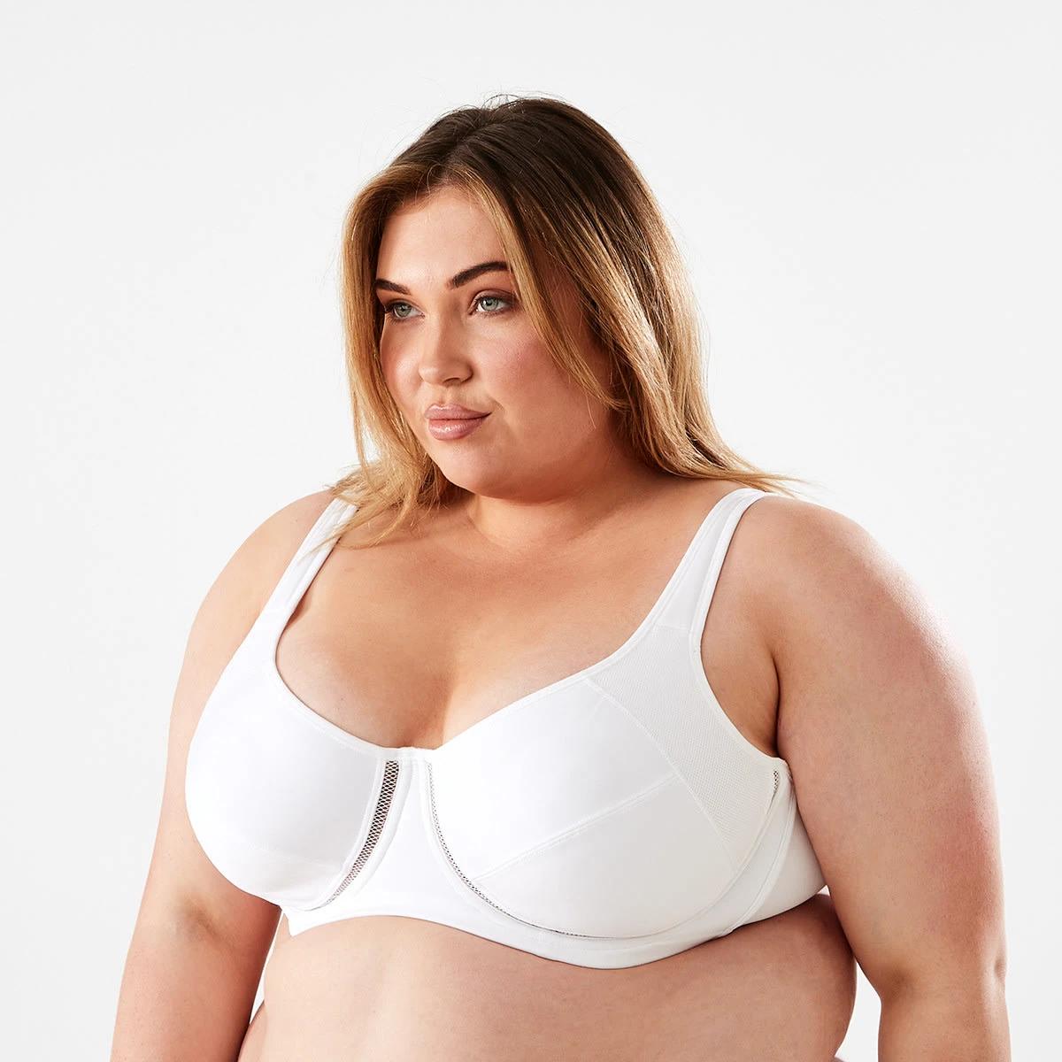 2 Full Figure Sports Underwire Soft Cup Bra WHITE, 2 of 5
