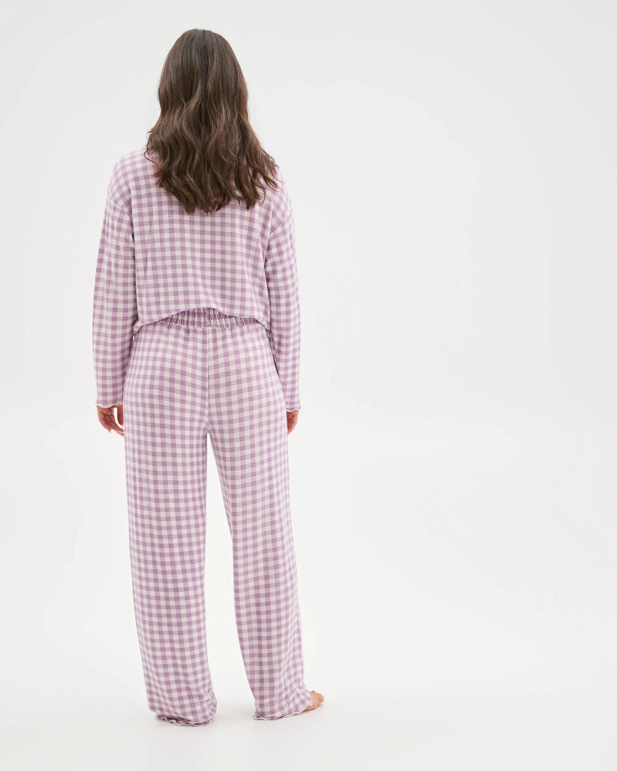 6 Target Woman Cosy Slub Knit Sleep Pants PURPLE GINGHAM, 6 of 6