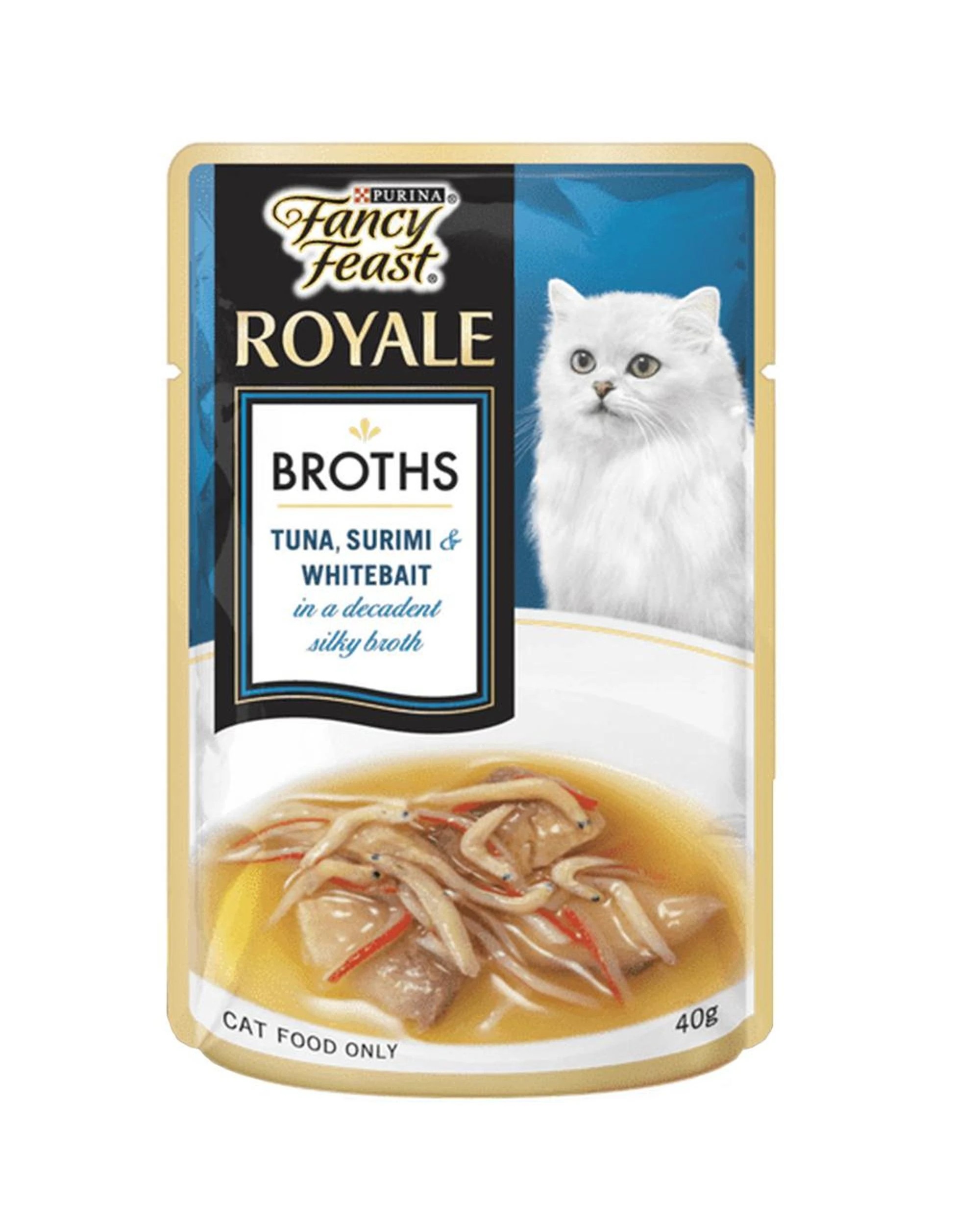 1 Fancy Feast Cat Food Tuna Surimi Whitebait Broth 12 x 40g, 1 of 1