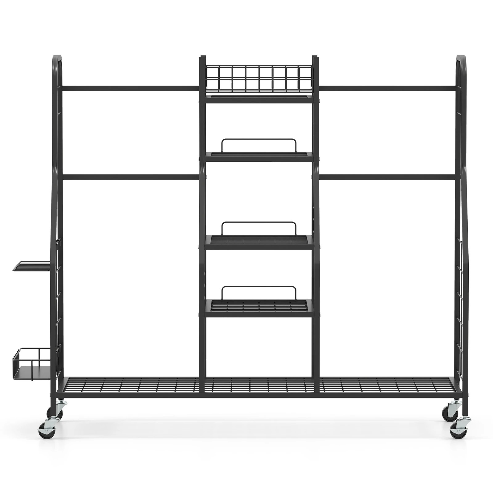 1 Costway Golf Bag Stand Metal Golf Storage Rack w/Removable Golf Club Holder & Wheels - Black, 1 of 1