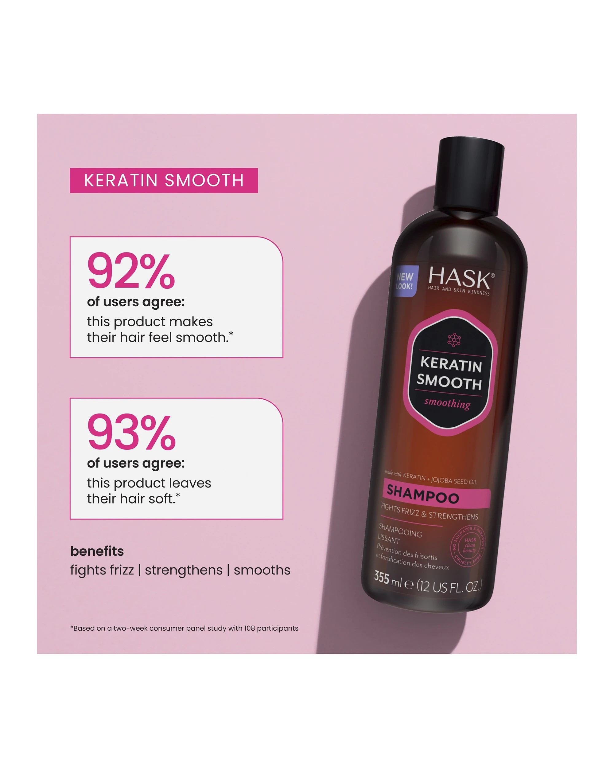 6 HASK Keratin Smooth Smoothing Shampoo 355ml - Keratin and Jojoba Seed Oil, 6 of 10