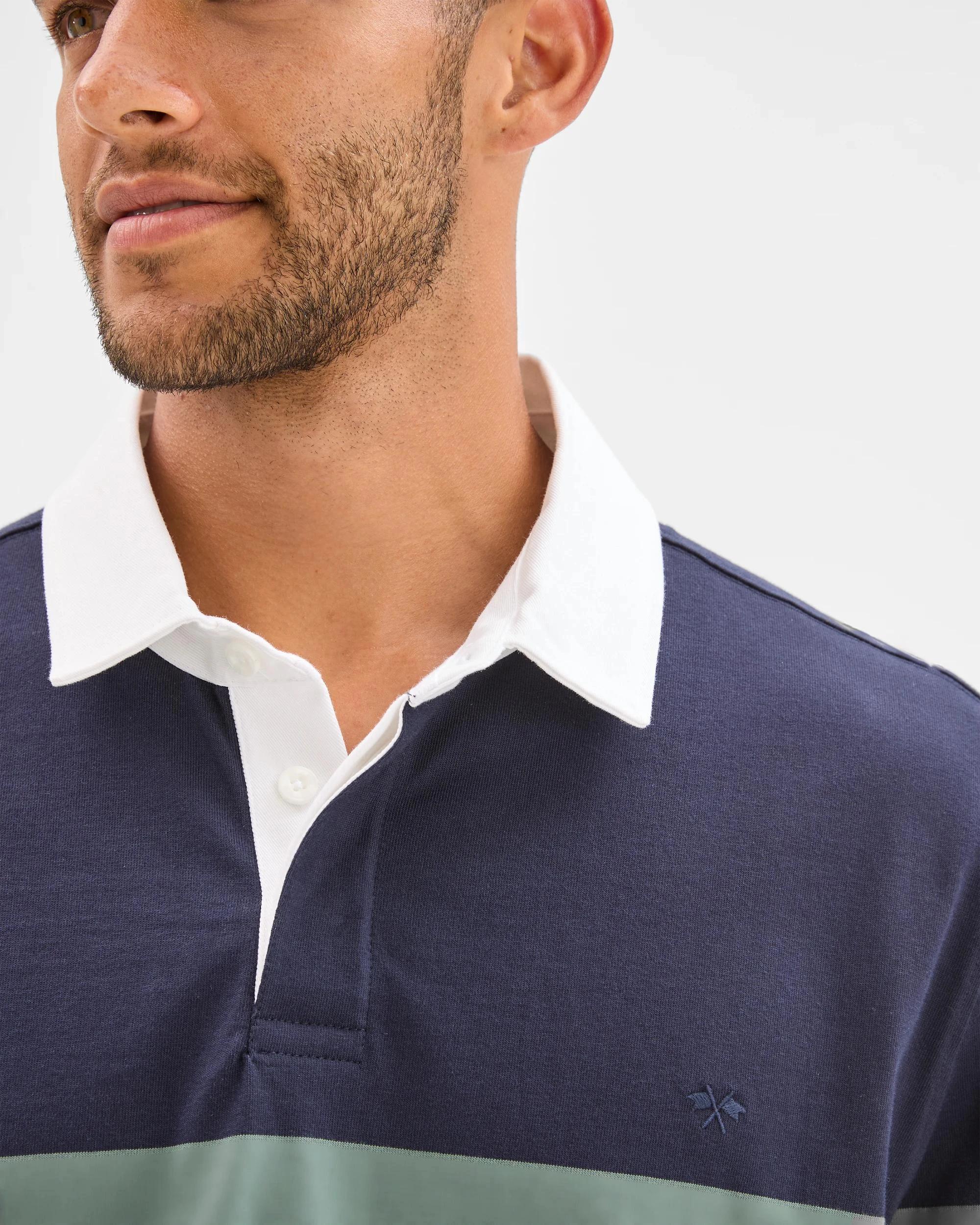 3 Target Man Australian Cotton Blend Long Sleeve Rugby Polo Top NAVY, 3 of 6