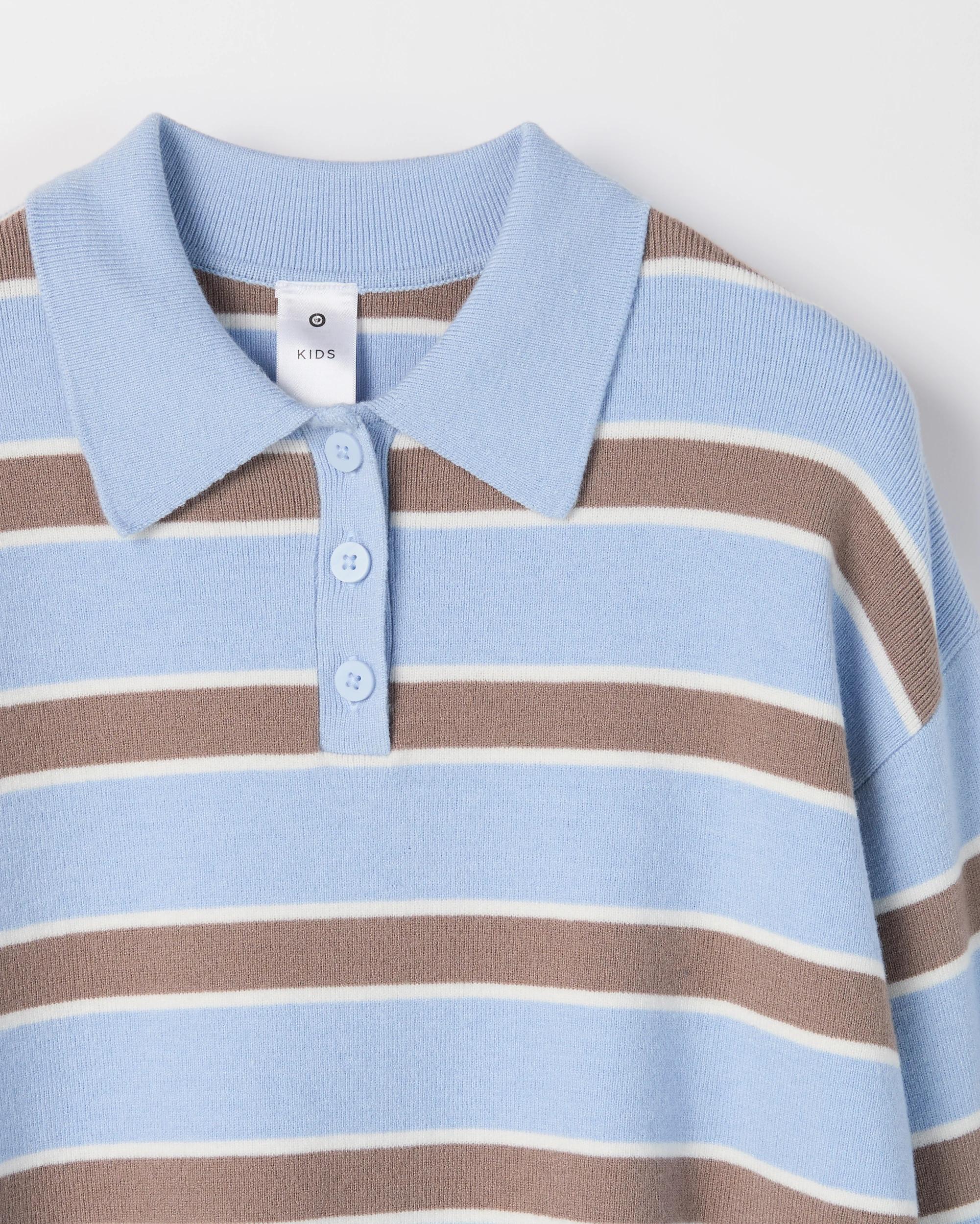 6 Target Kids Long Sleeve Loose Knit Rugby Jumper BLUE CREA STRIPE, 6 of 6