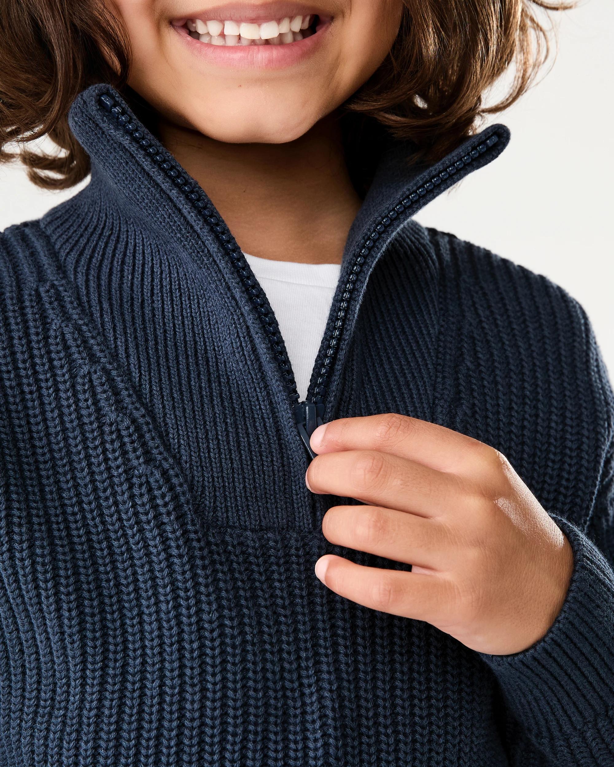 5 Funnel Neck Knit Jumper Dress Navy, 5 of 6