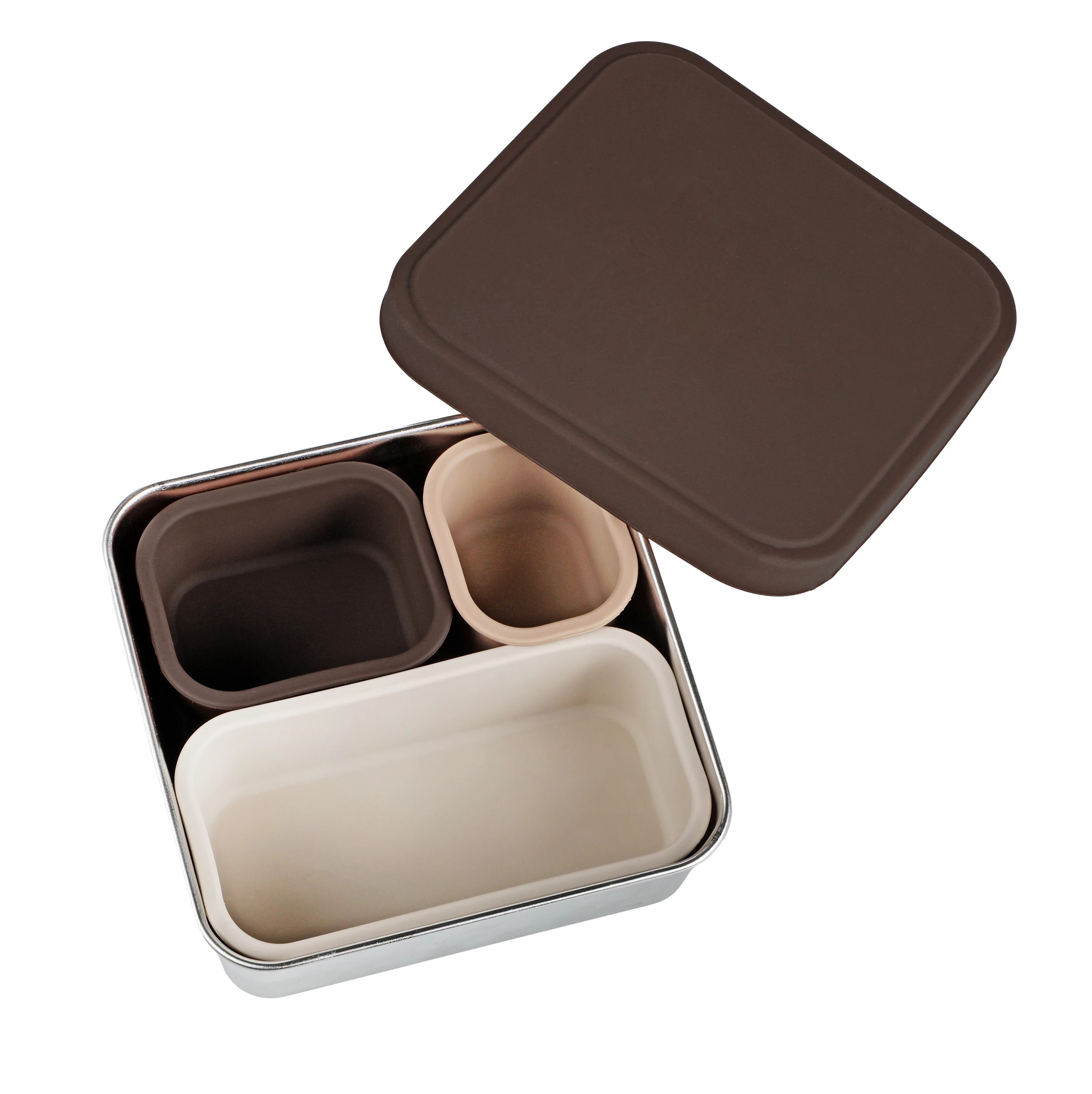 1 Stainless Steel Silicone Lunch Box - Brown, 1 of 2
