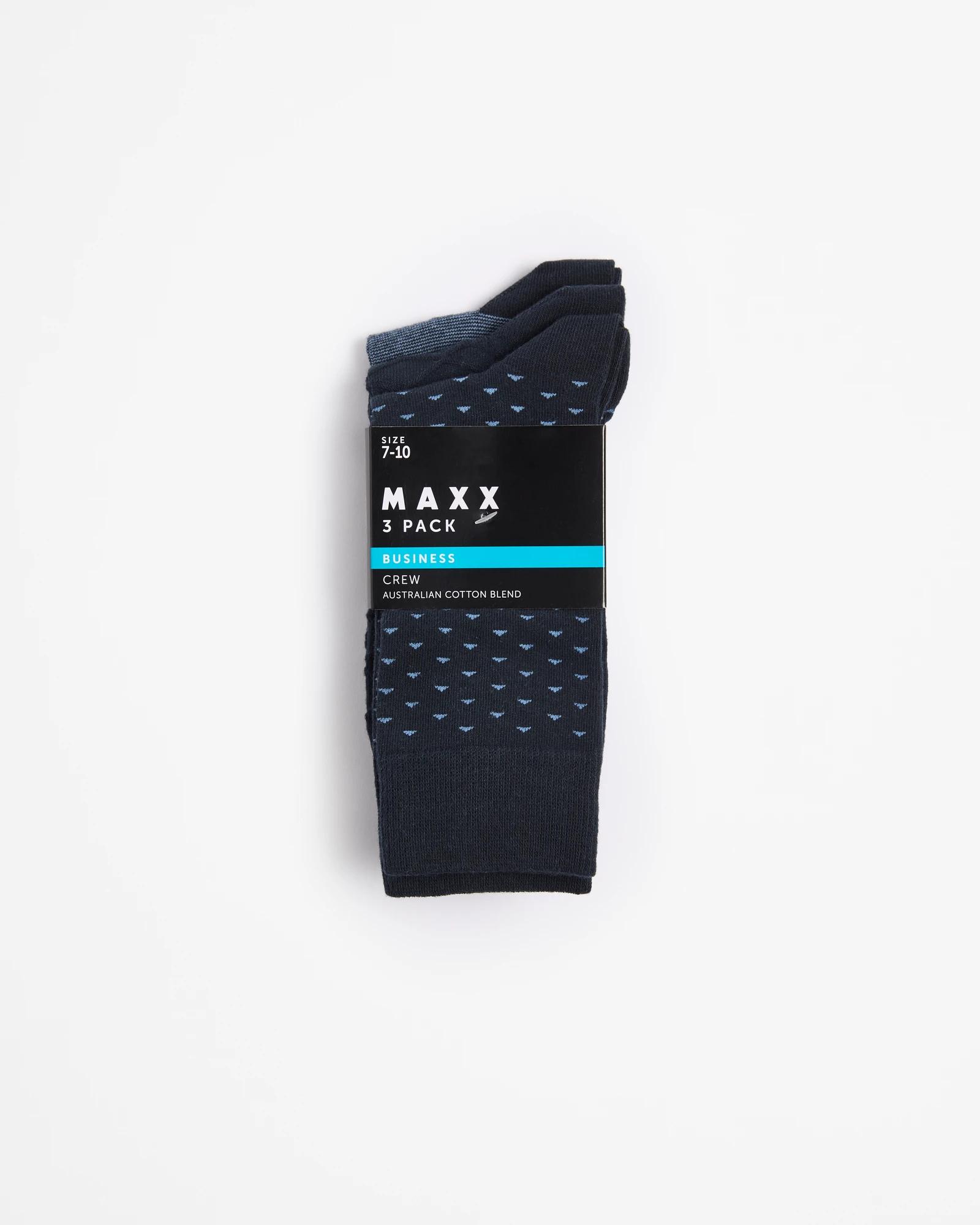 3 Australian Cotton Blend 3 Pack Business Crew Socks - Maxx NAVY BLUE, 3 of 3