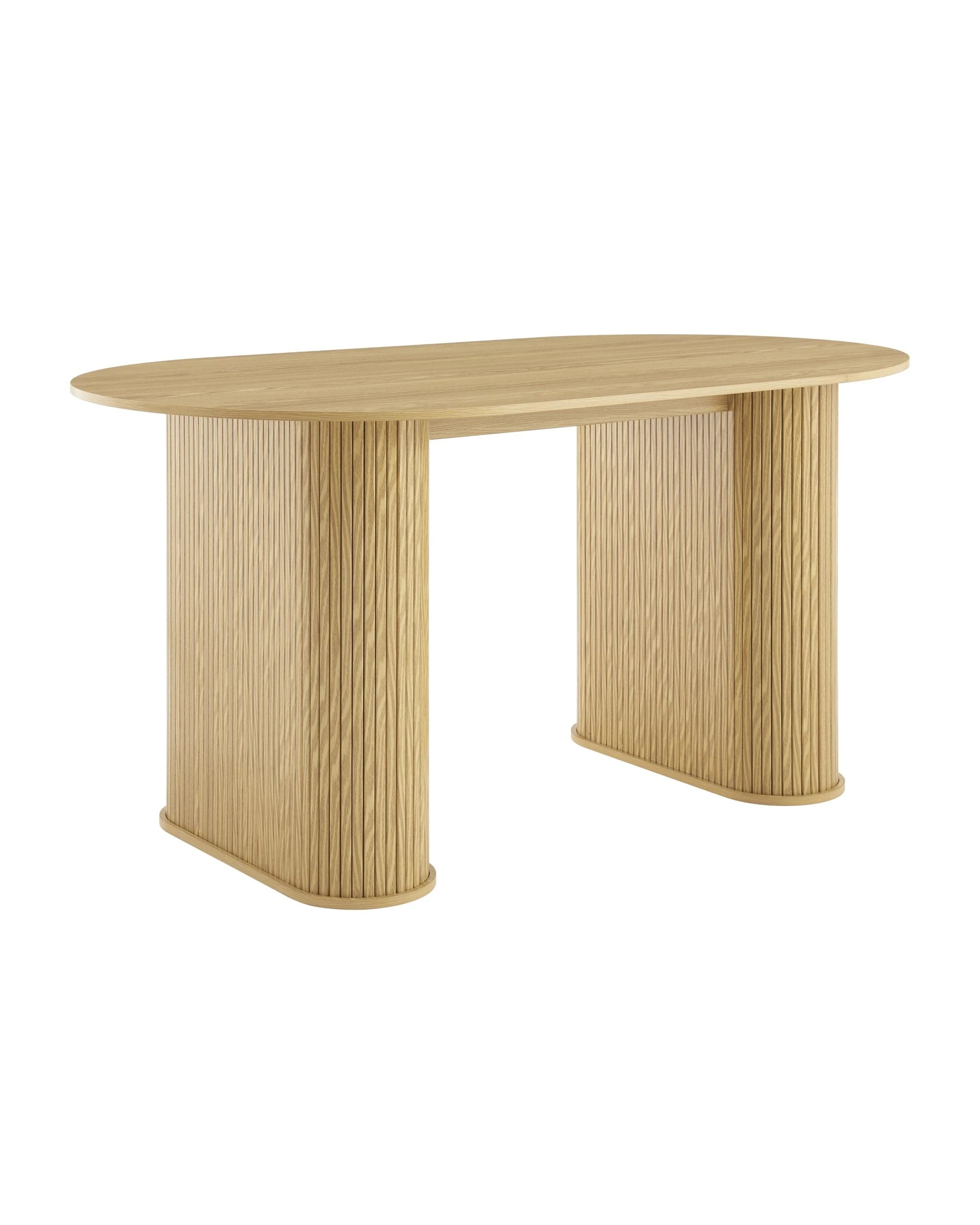 1 Kodu Oval Dining Table Oval 160cm Slat Detail Base - Natural, 1 of 7