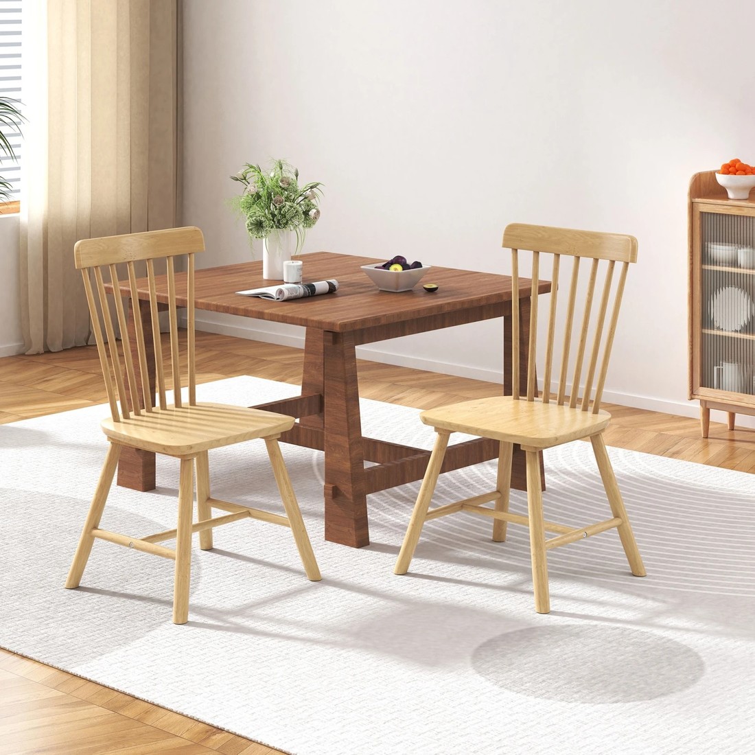 6 Alfordson 2x Dining Chairs Kitchen Lounge Cafe Retro Solid Wood Modern - Oak, 6 of 10