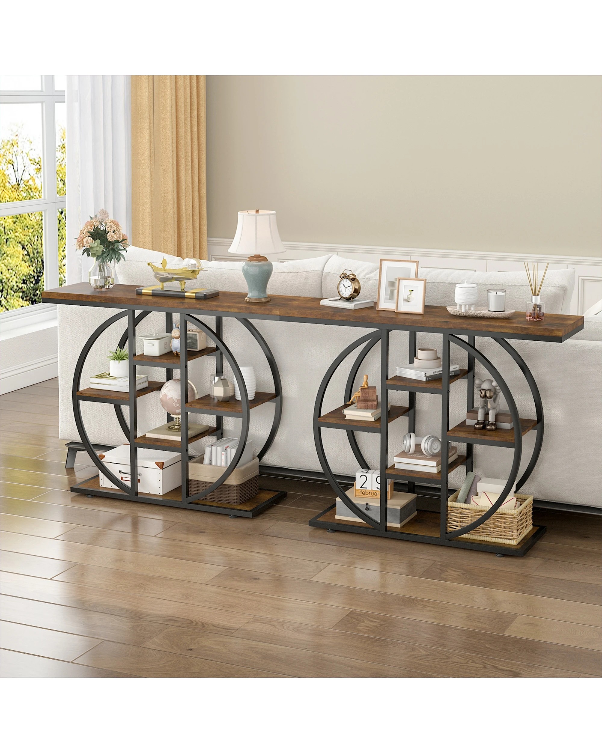 6 Advwin Console Table 103cm Entryway Hallway Table w/Storage Shelf Couch Side Table, 6 of 8