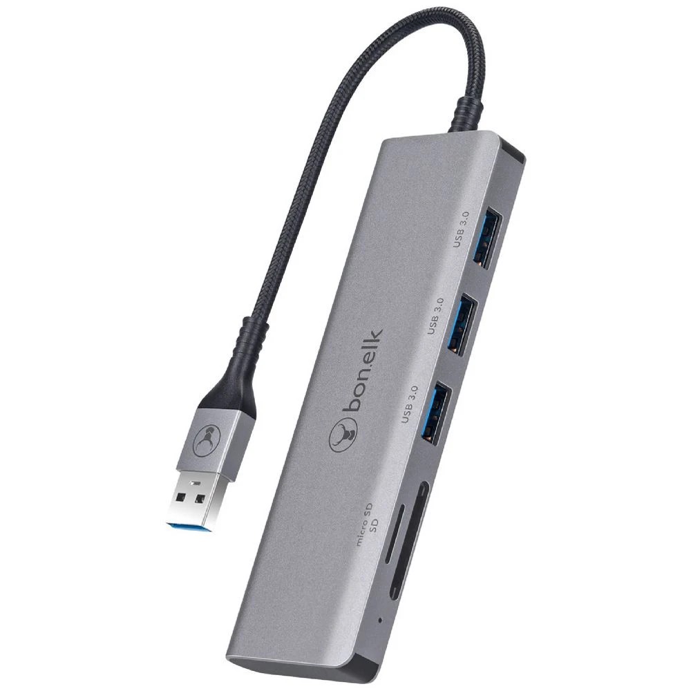 1 Bonelk USB-A 5-in-1 Hub Grey, 1 of 3