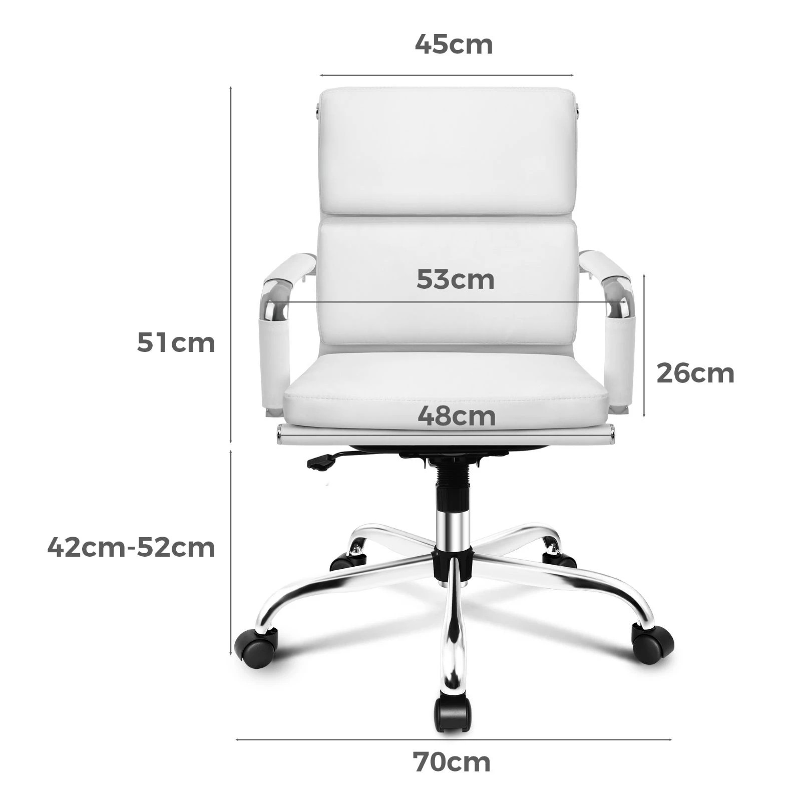 7 Alfordson Office Chair Ergonomic Paddings Executive Computer Work Seat Mid Back - White, 7 of 10