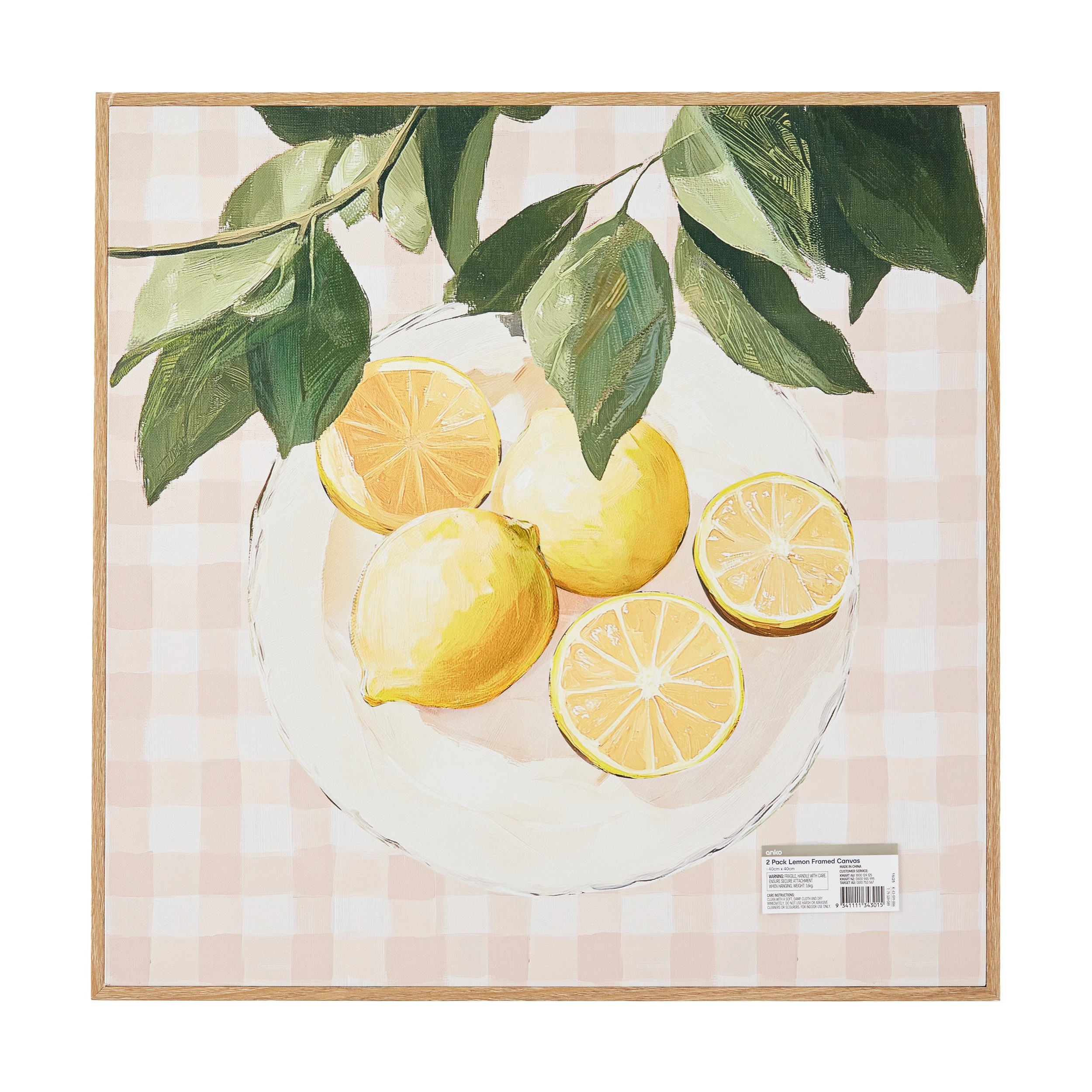 6 2 Pack Lemon Framed Canvas - 40cm x 40cm, 6 of 6