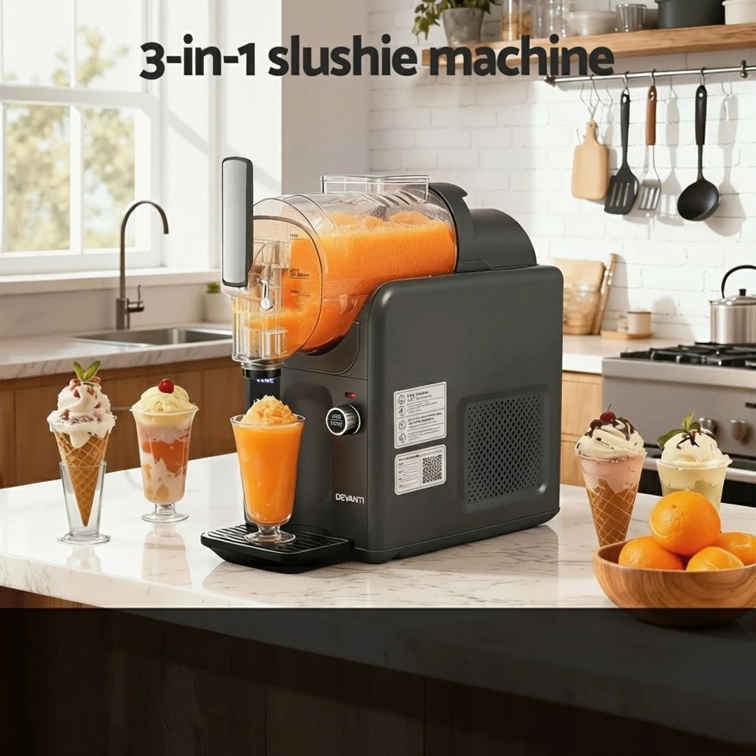 4 Devanti Slushie Machine Ice Cream Maker 2L - Grey, 4 of 8