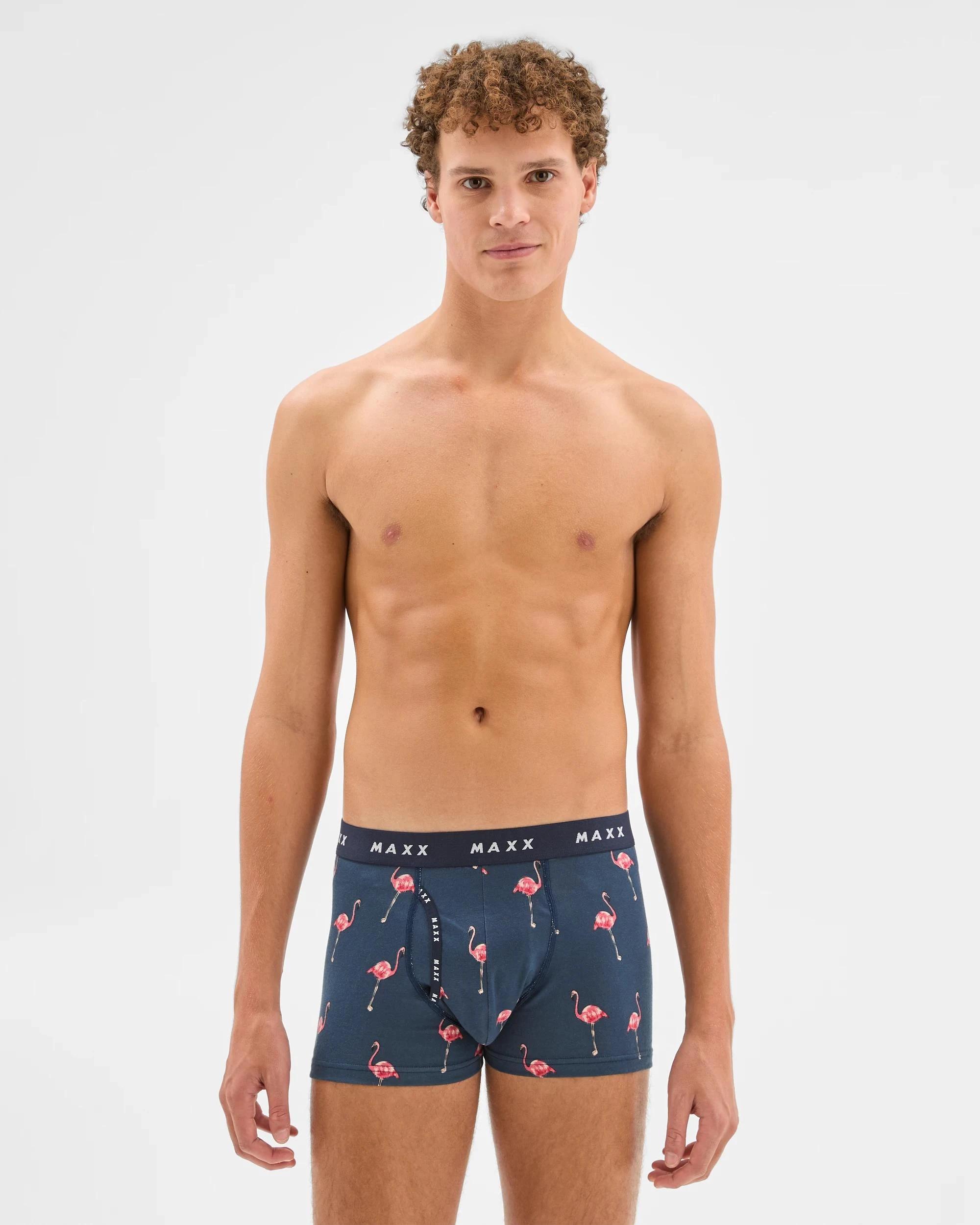 2 Maxx Australian Cotton Blend 3 Pack Mens Flyfront Trunks FLAMINGO, 2 of 4