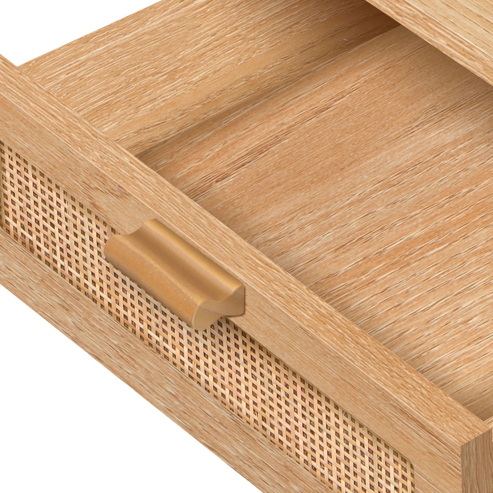 8 Alfordson 2x Bedside Table Nightstand Side Storage Rattan - Oak, 8 of 10