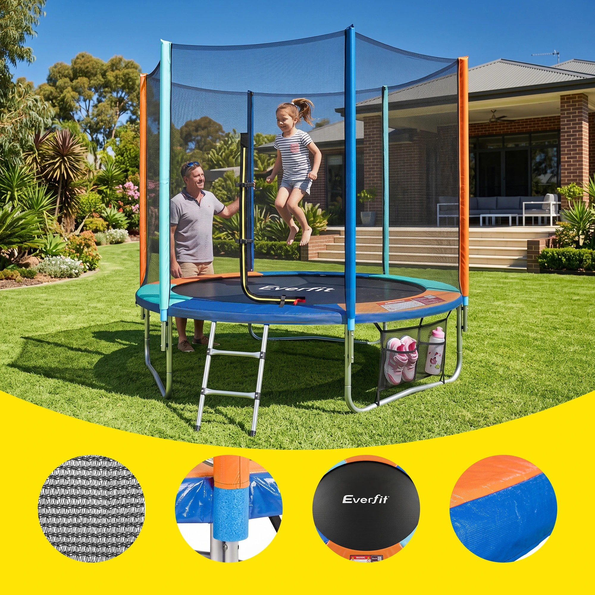 6 Everfit 6FT Kids Trampoline with Enclosure Net Storage Bag 60KG Capacity Outdoor Rebounder - Multi, 6 of 7