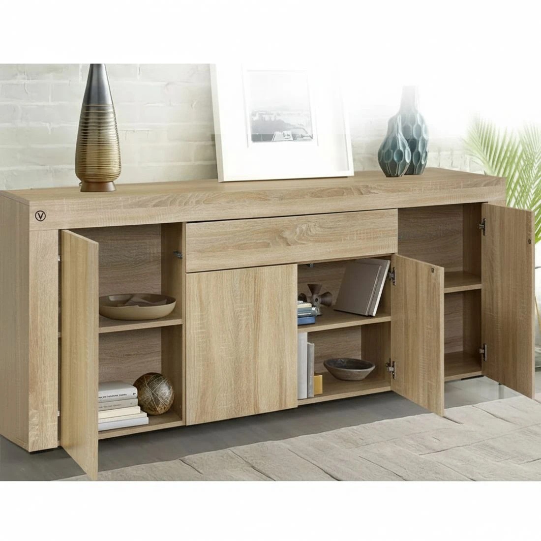6 Artiss Dana Buffet Sideboard Cabinet Push Open Storage Modern Smooth Display Unit Dining Living Stylish - brown, 6 of 8
