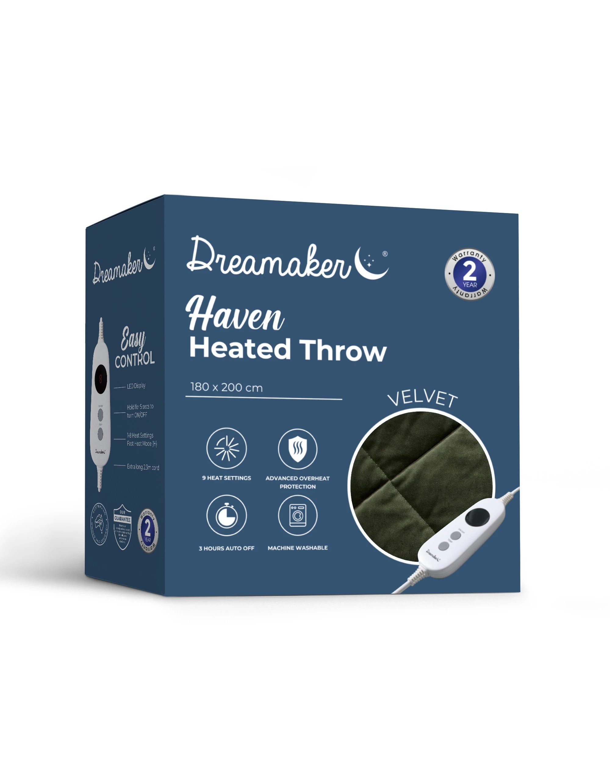 8 Dreamaker Haven Quilted Velvet Heated Throw 180x200cm - Olive, 8 of 8