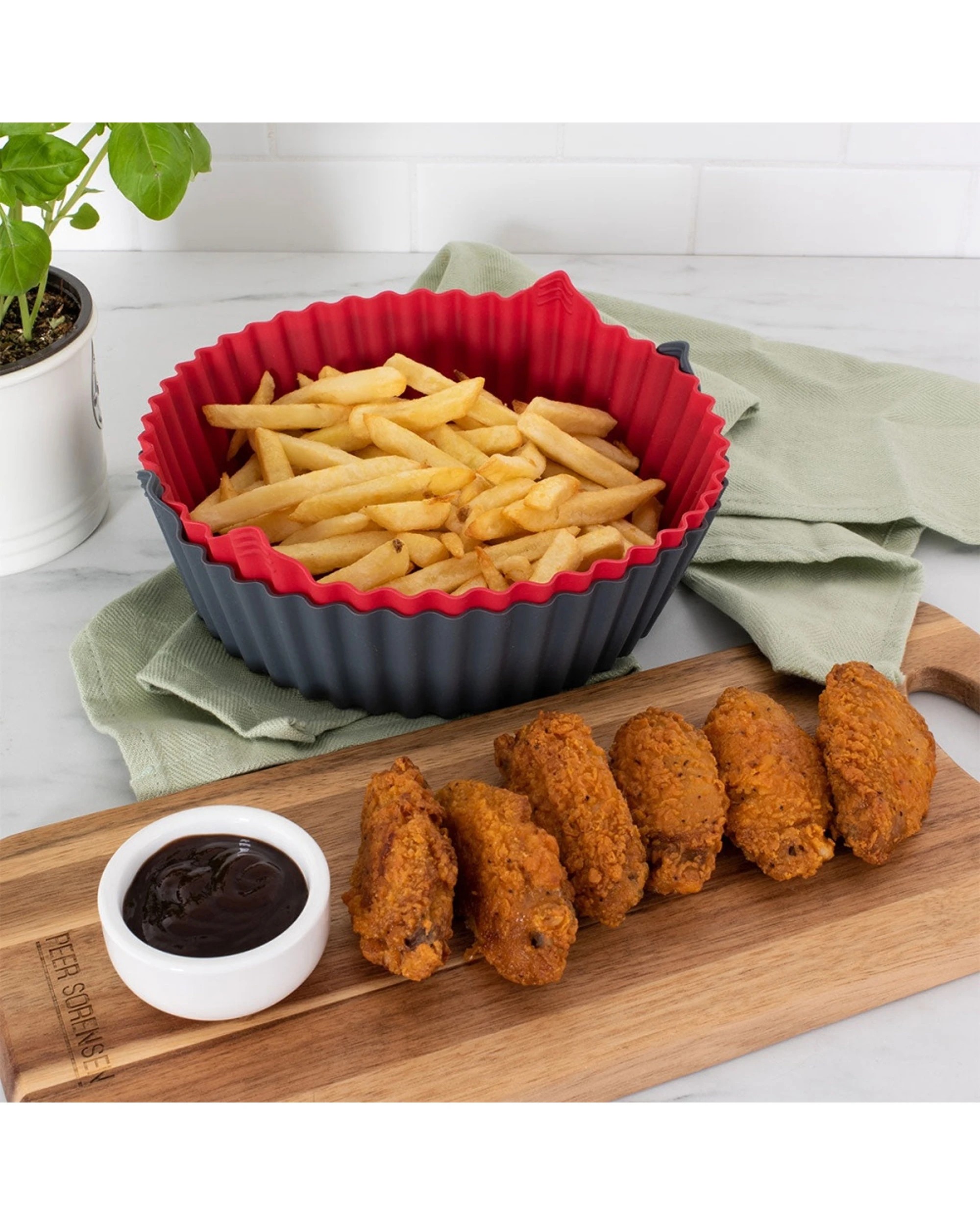 3 Avanti 2pc Airfryer Insert Small Set Silicone Heat Resistant Dishwasher Safe - Multi, 3 of 4