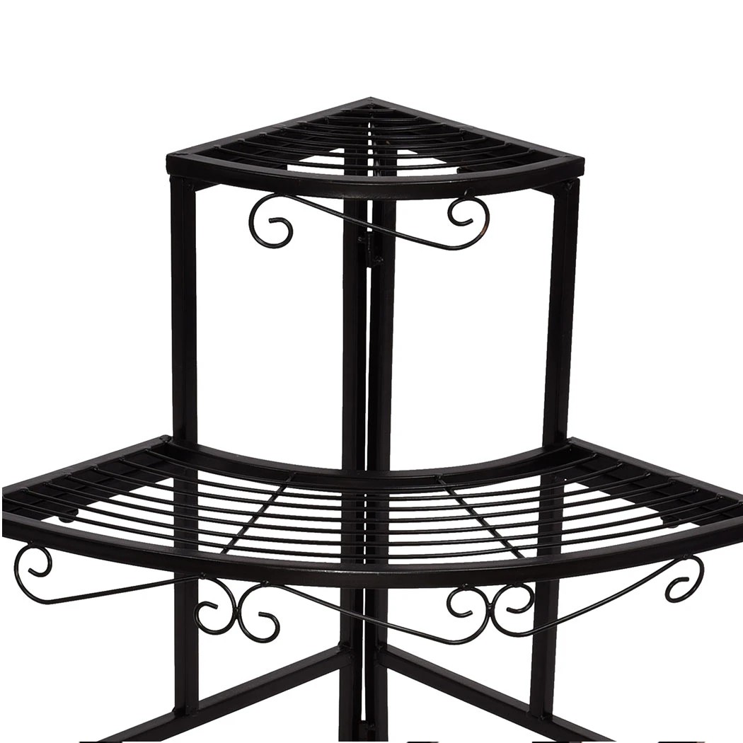 4 Levede 2 Pcs 3 Tier Corner Shape Metal Plant Stand - Black, 4 of 9