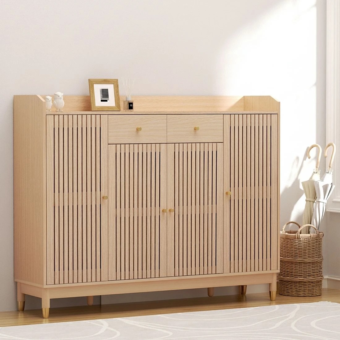 6 Artiss Shoe Rack Cabinet with Shelves 26 Pairs Pine - Natural, 6 of 6