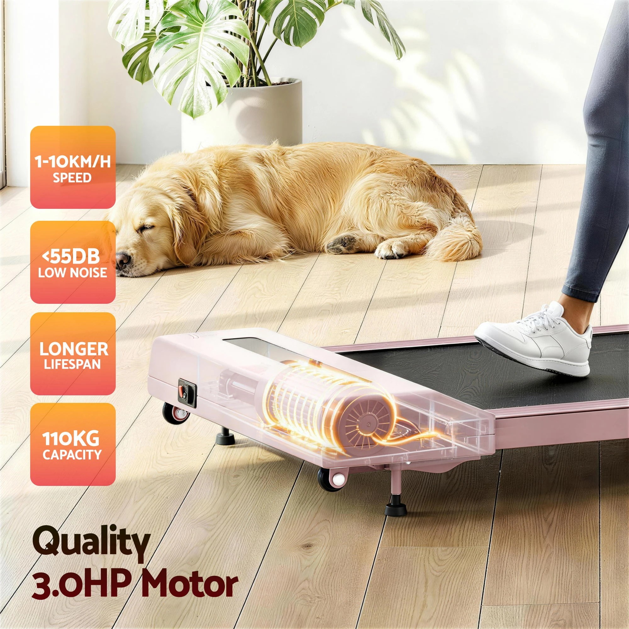 8 Everfit Treadmill Electric Walking Pad Incline Under Desk Home Gym 380mm - Pink, 8 of 10
