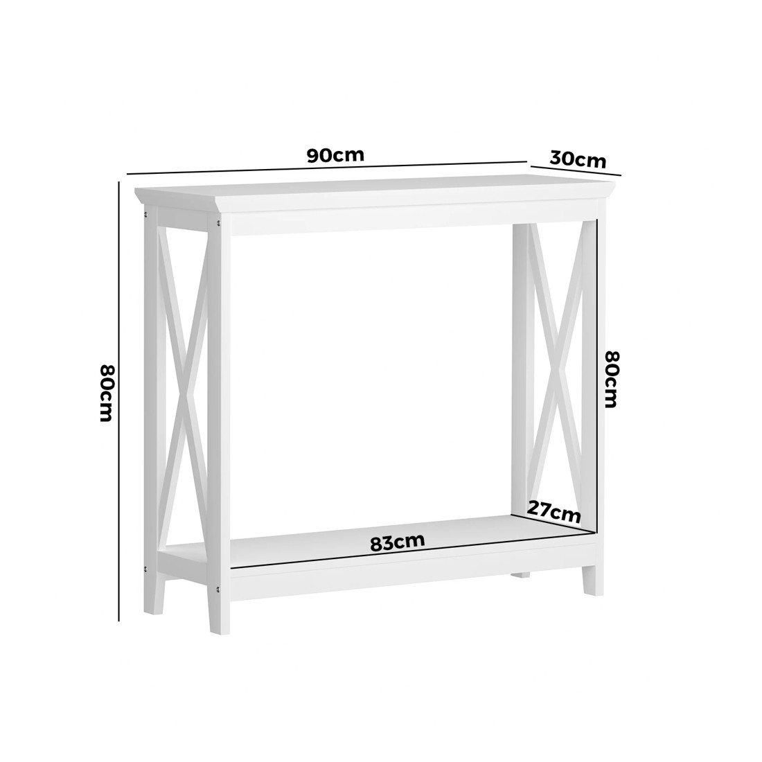 8 Oikiture 2-tier Console Table X-design Wood Sofa Table Hall Side Entry
 - White, 8 of 8
