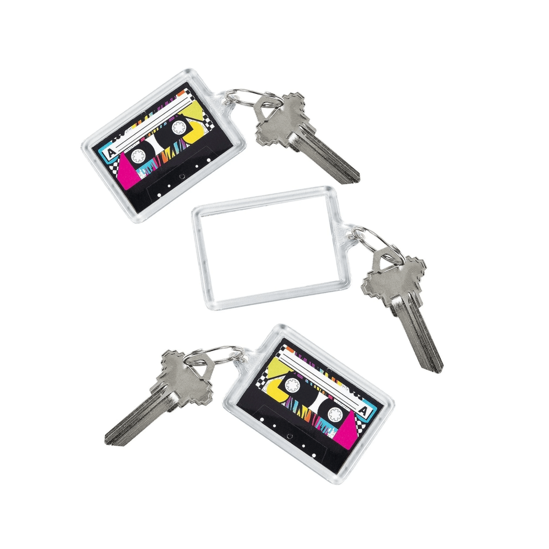 1 Fun Express 80's Cassette Tape Picture Frame Keyrings Pack of 12, 1 of 1