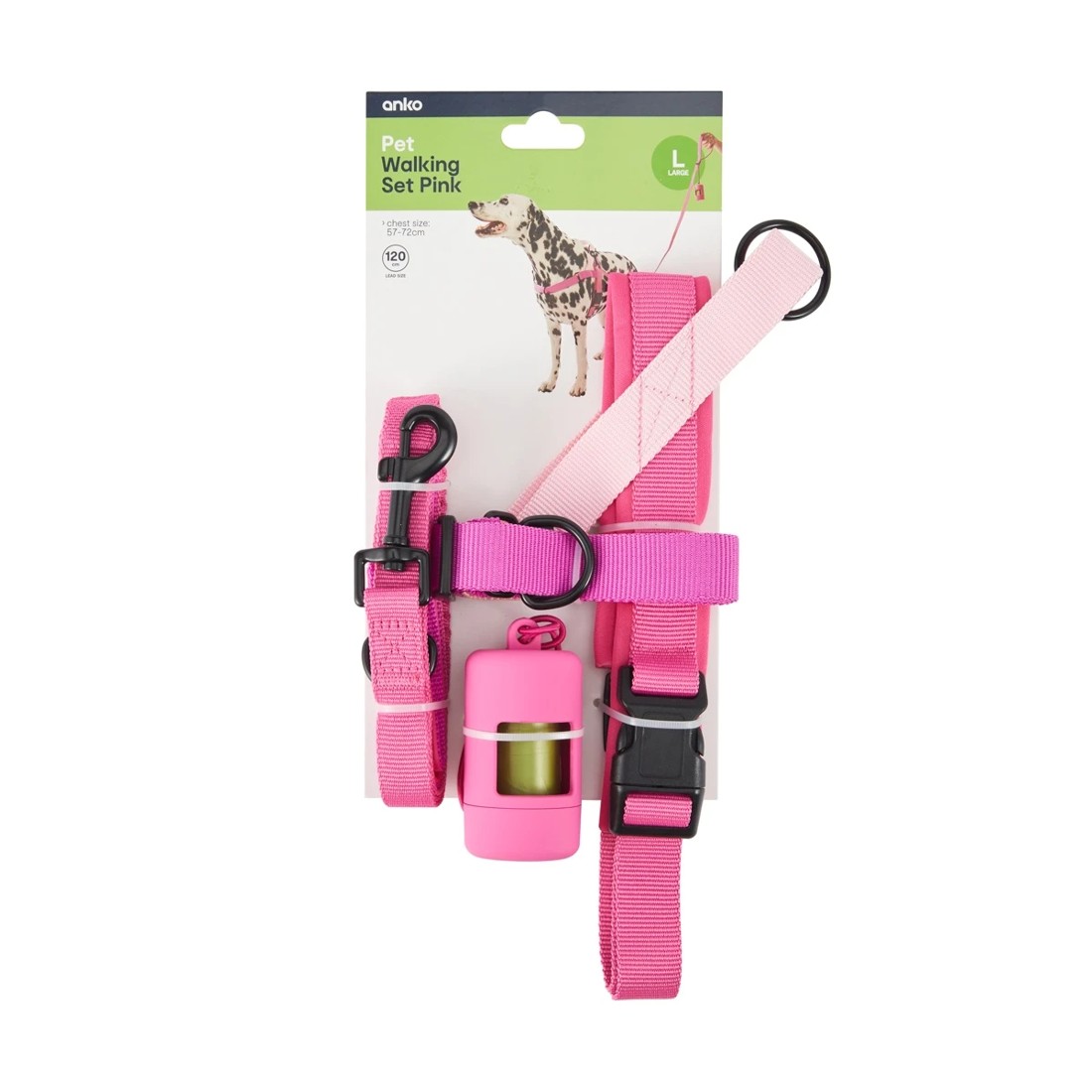 5 Pet Walking Set - Pink, Large, 5 of 5