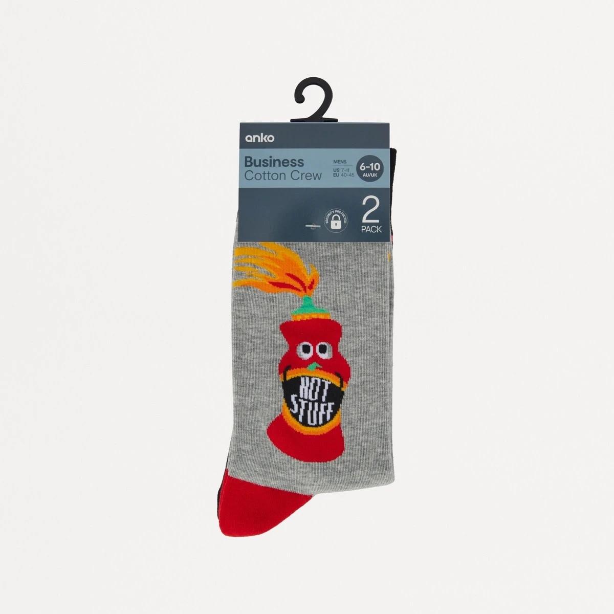 3 2 Pack Novelty Pattern Socks HOT STUFF, 3 of 3