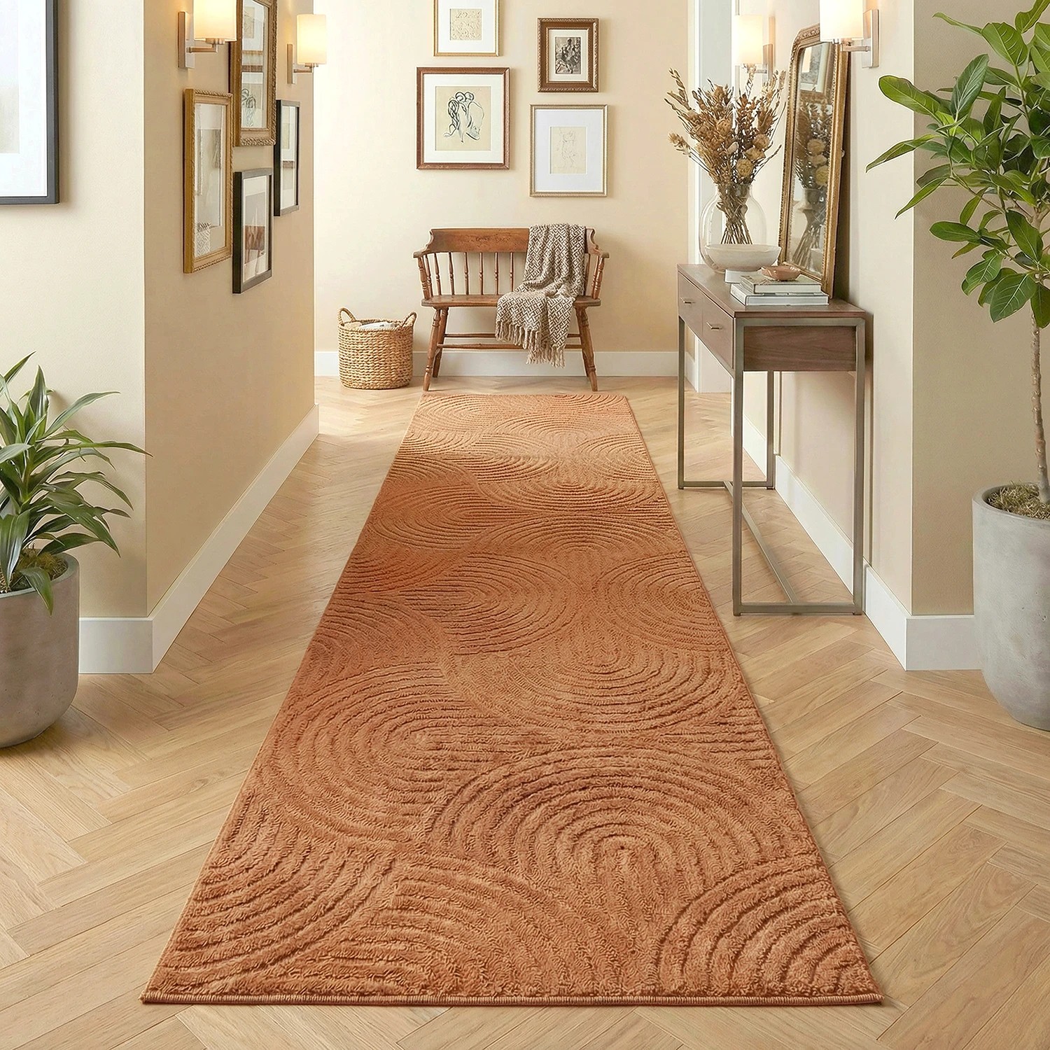 1 Common Ground Rugs Sanctuary Zina 500x80cm - Extra Large Runner Power Loomed Rug - Brown, 1 of 7