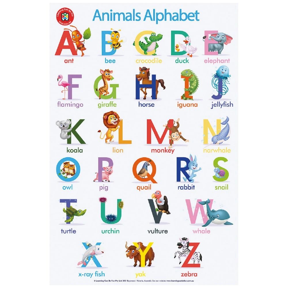 1 Learning Can Be Fun The Alphabet of Animals Double Side Chart, 1 of 3