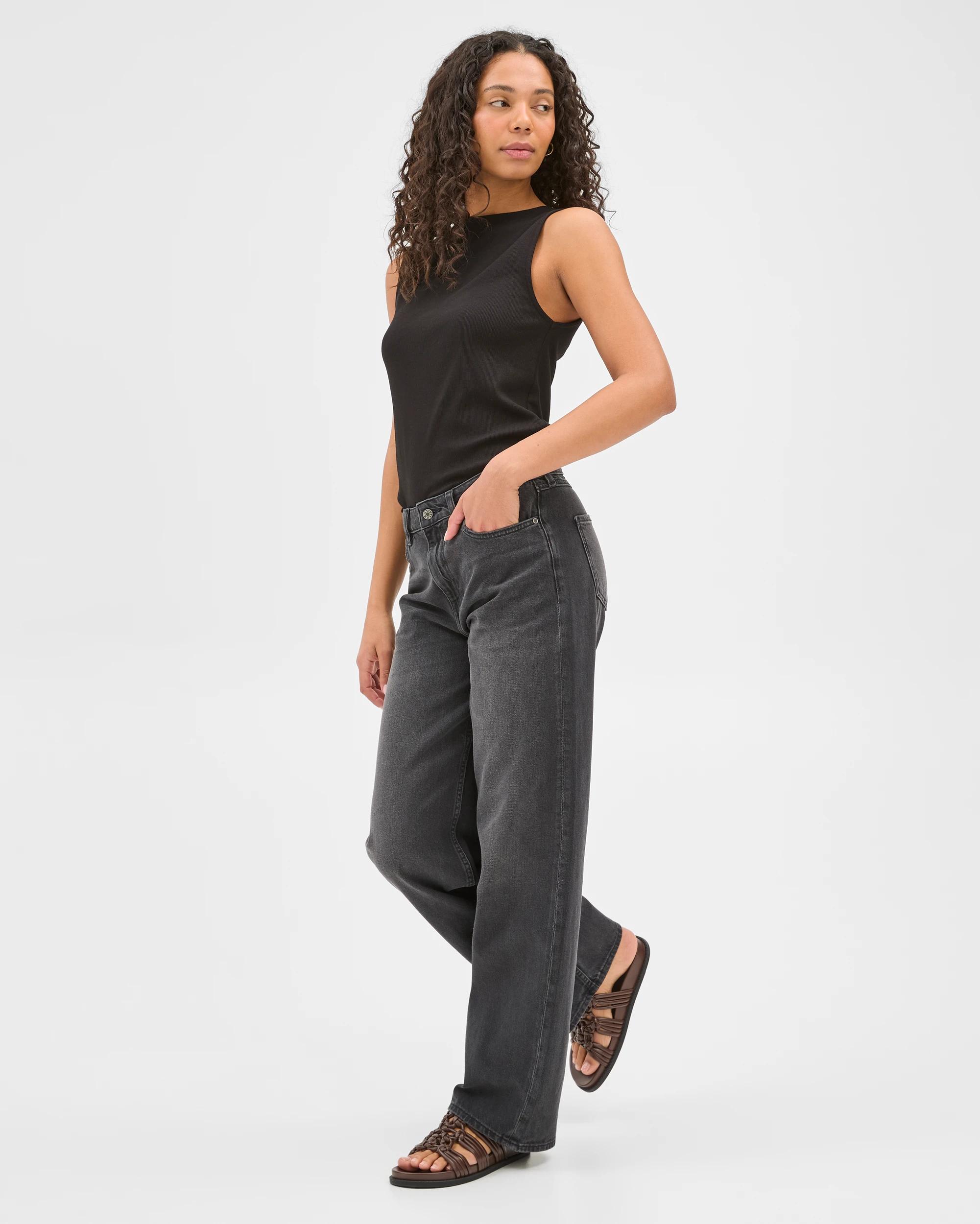 3 Target Mid Rise Full Length Loose Fit Wide Leg Denim Jeans - Imogen WORN BLACK, 3 of 6