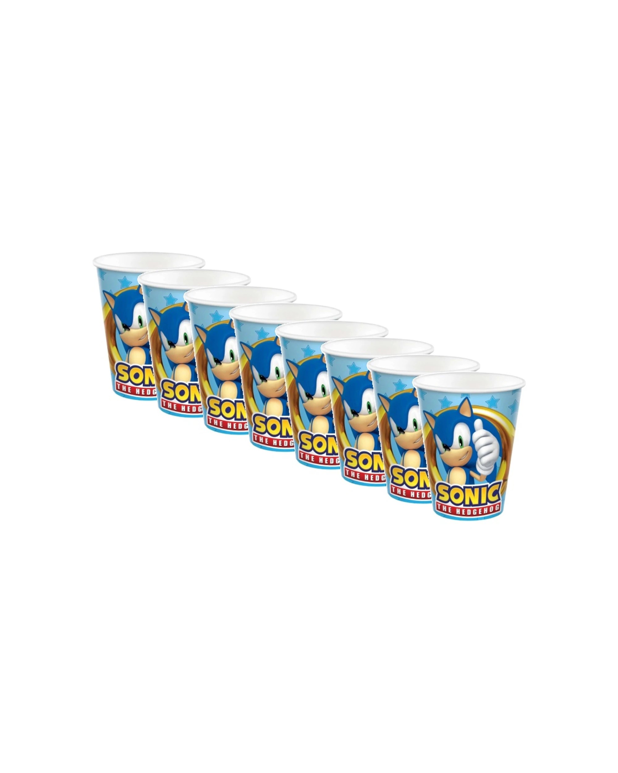 1 Anagram 8pc Disposable 9oz Paper Cups Tableware Sonic The Hedgehog 266mL - Multi, 1 of 2