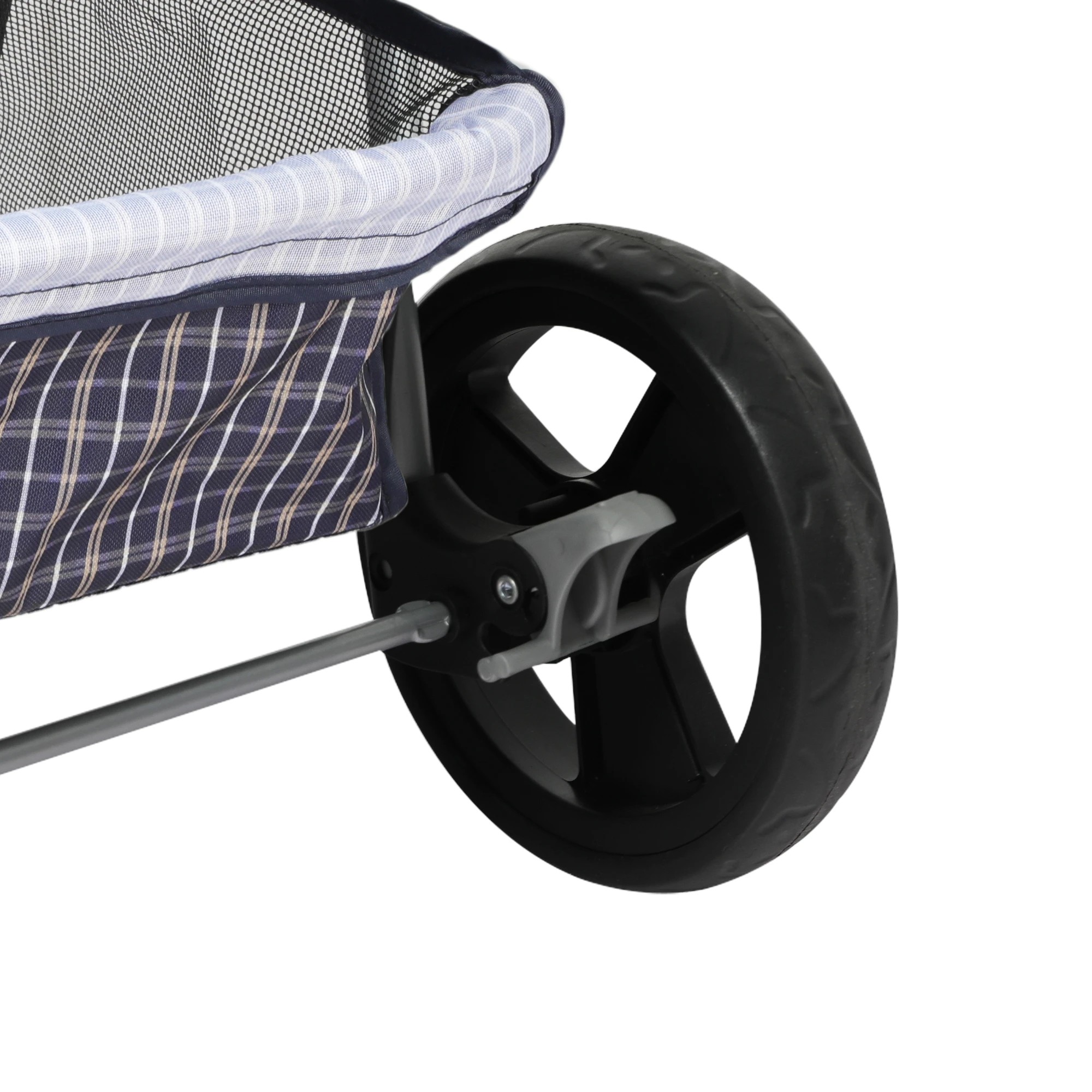 4 Pawz Compact Design Waterproof Pet Stroller With 3 Wheels And Drink Holder In Plaid Colour, 4 of 6
