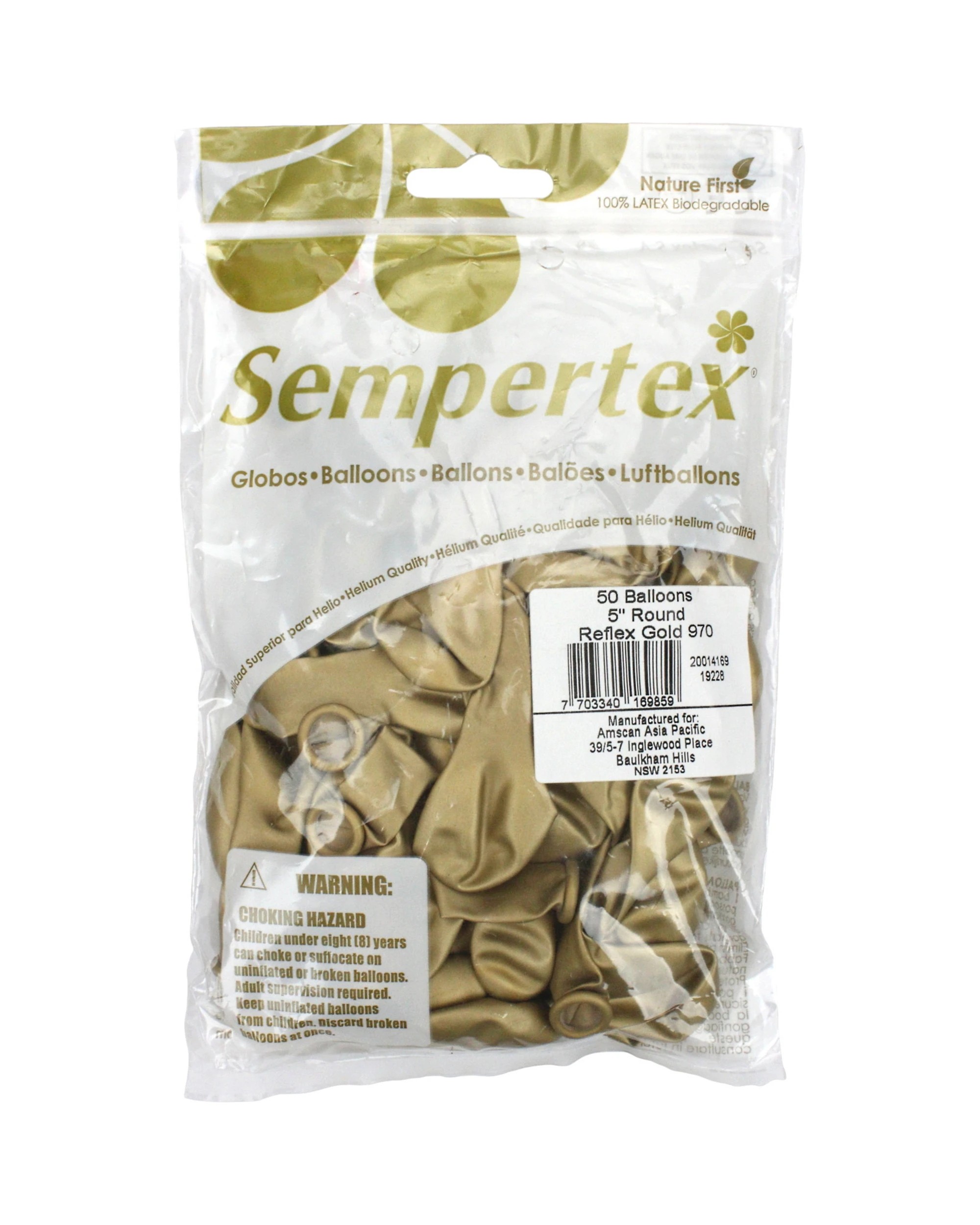 2 Amscan Latex Small 12cm Balloons Pack of 50 - Reflex Gold - Gold, 2 of 2